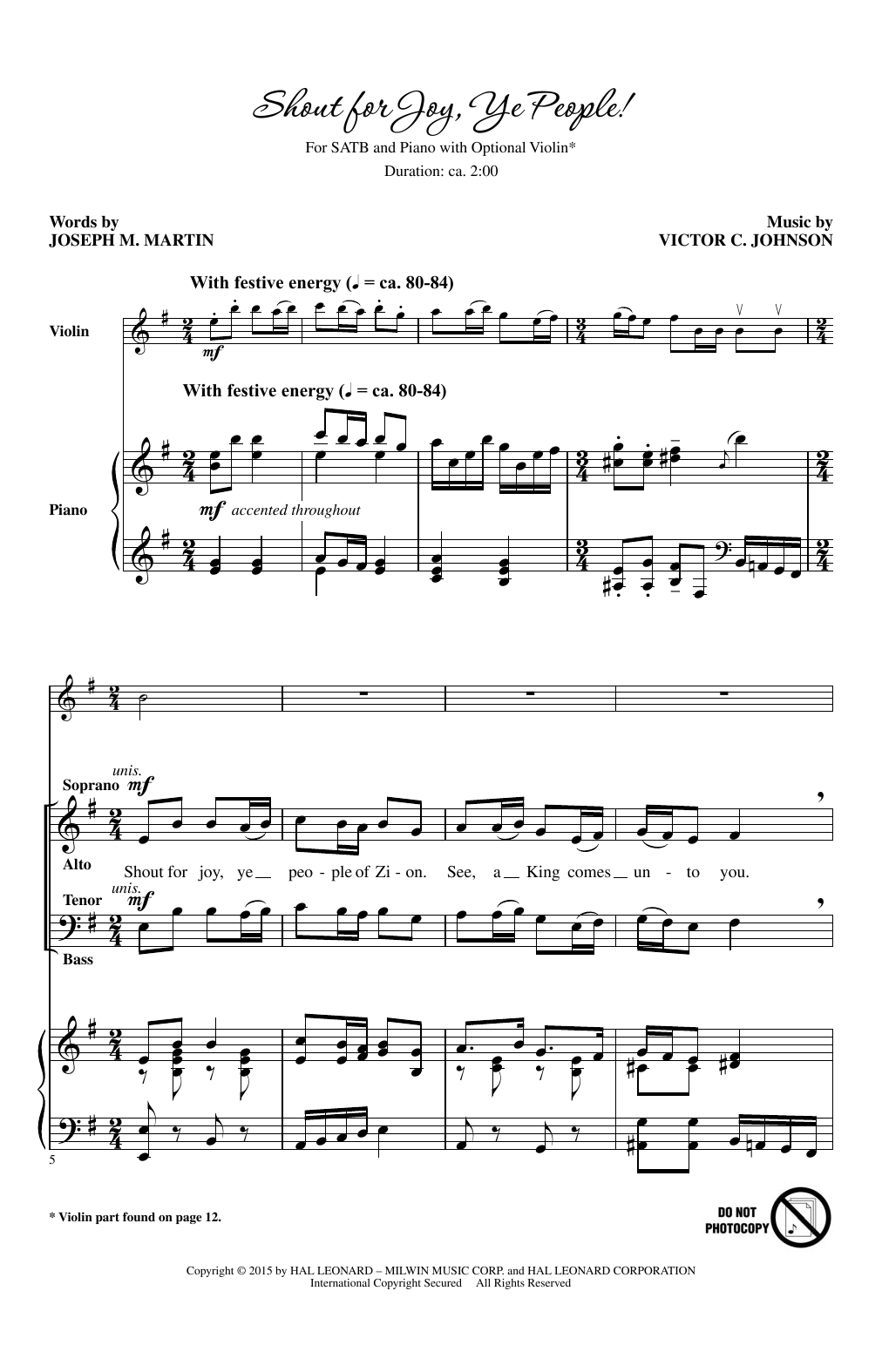 Download Victor C. Johnson Shout For Joy, Ye People Sheet Music and learn how to play Choral PDF digital score in minutes