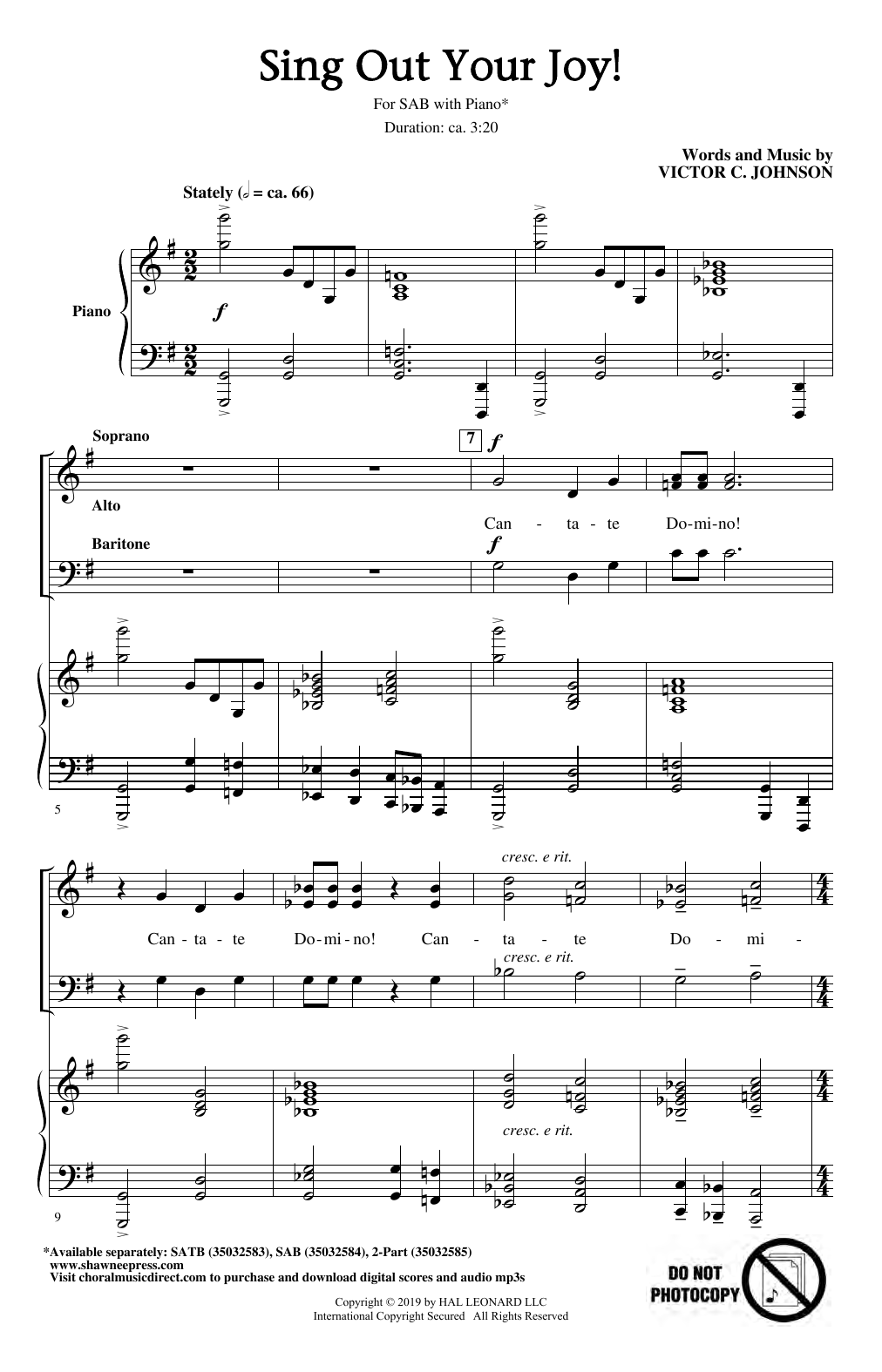 Download Victor C. Johnson Sing Out Your Joy! Sheet Music and learn how to play SATB Choir PDF digital score in minutes