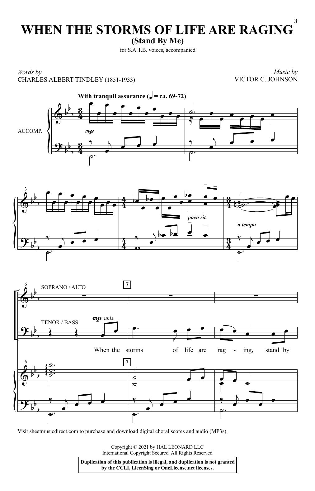 Download Victor C. Johnson When The Storms Of Life Are Raging (Stand By Me) Sheet Music and learn how to play SATB Choir PDF digital score in minutes