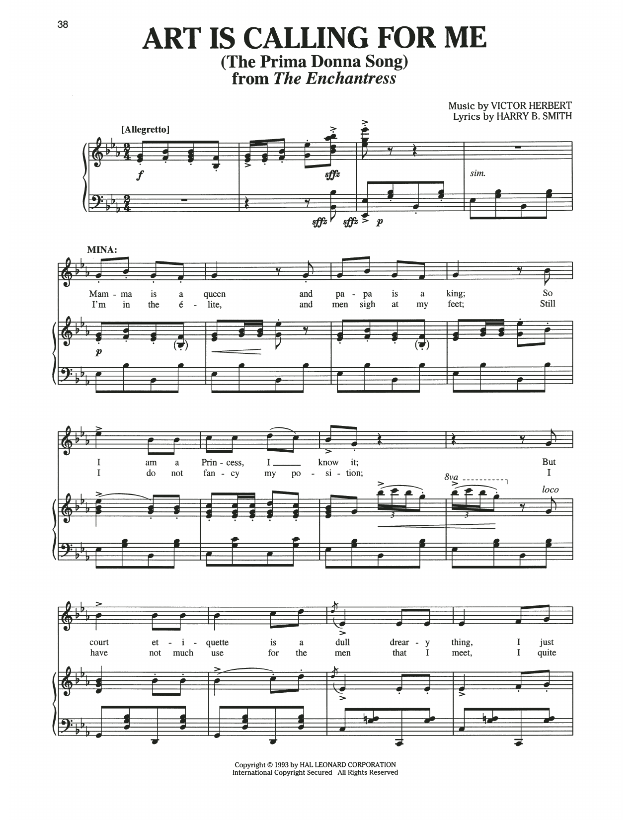 Download Victor Herbert Art Is Calling For Me Sheet Music and learn how to play Piano & Vocal PDF digital score in minutes