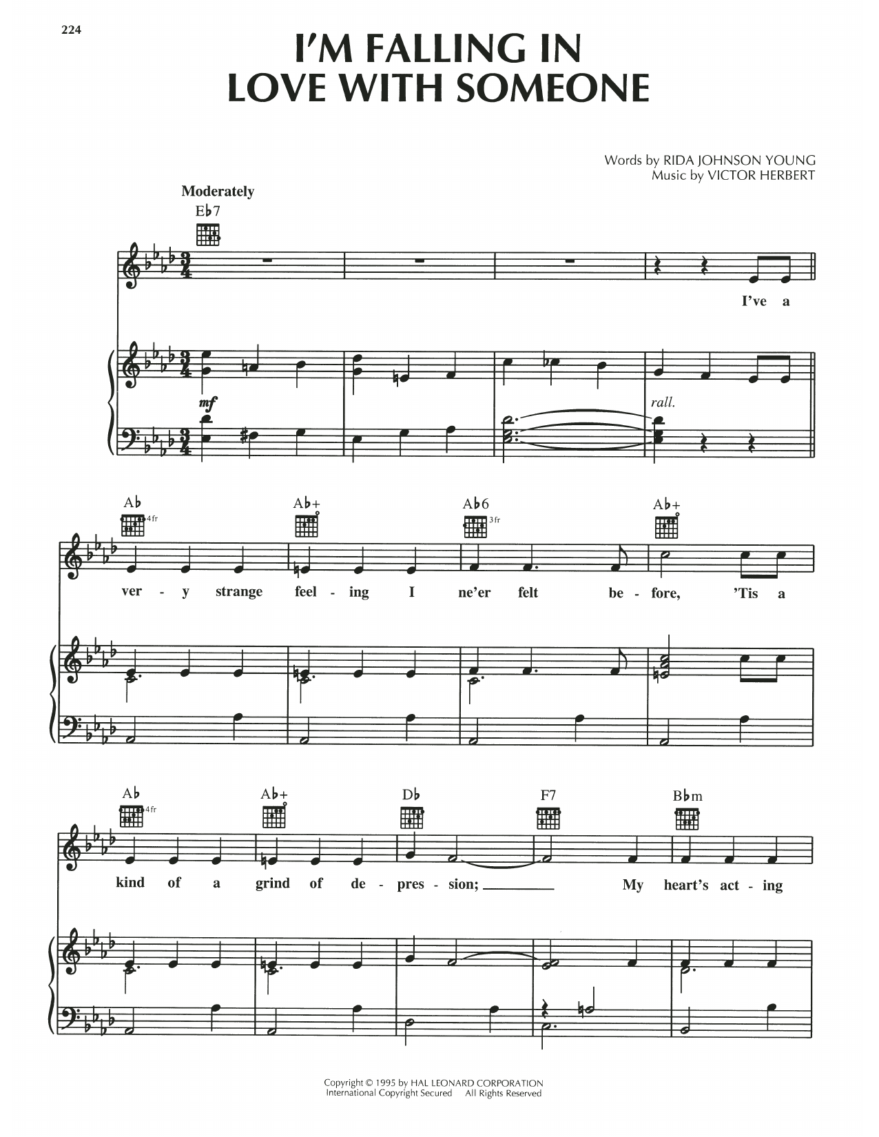 Download Victor Herbert I'm Falling In Love With Someone Sheet Music and learn how to play Piano, Vocal & Guitar Chords (Right-Hand Melody) PDF digital score in minutes