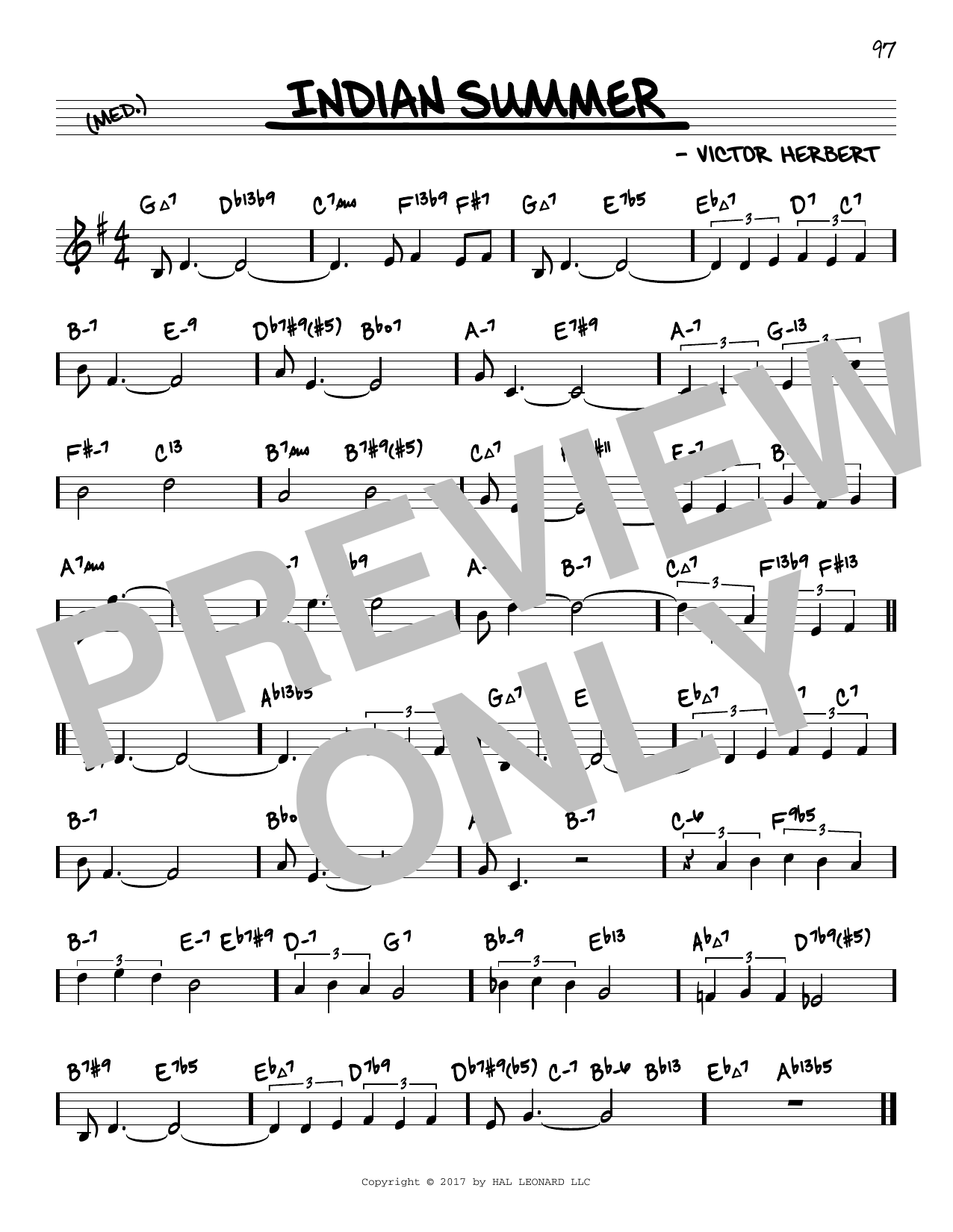 Download Victor Herbert Indian Summer (arr. David Hazeltine) Sheet Music and learn how to play Real Book – Enhanced Chords PDF digital score in minutes