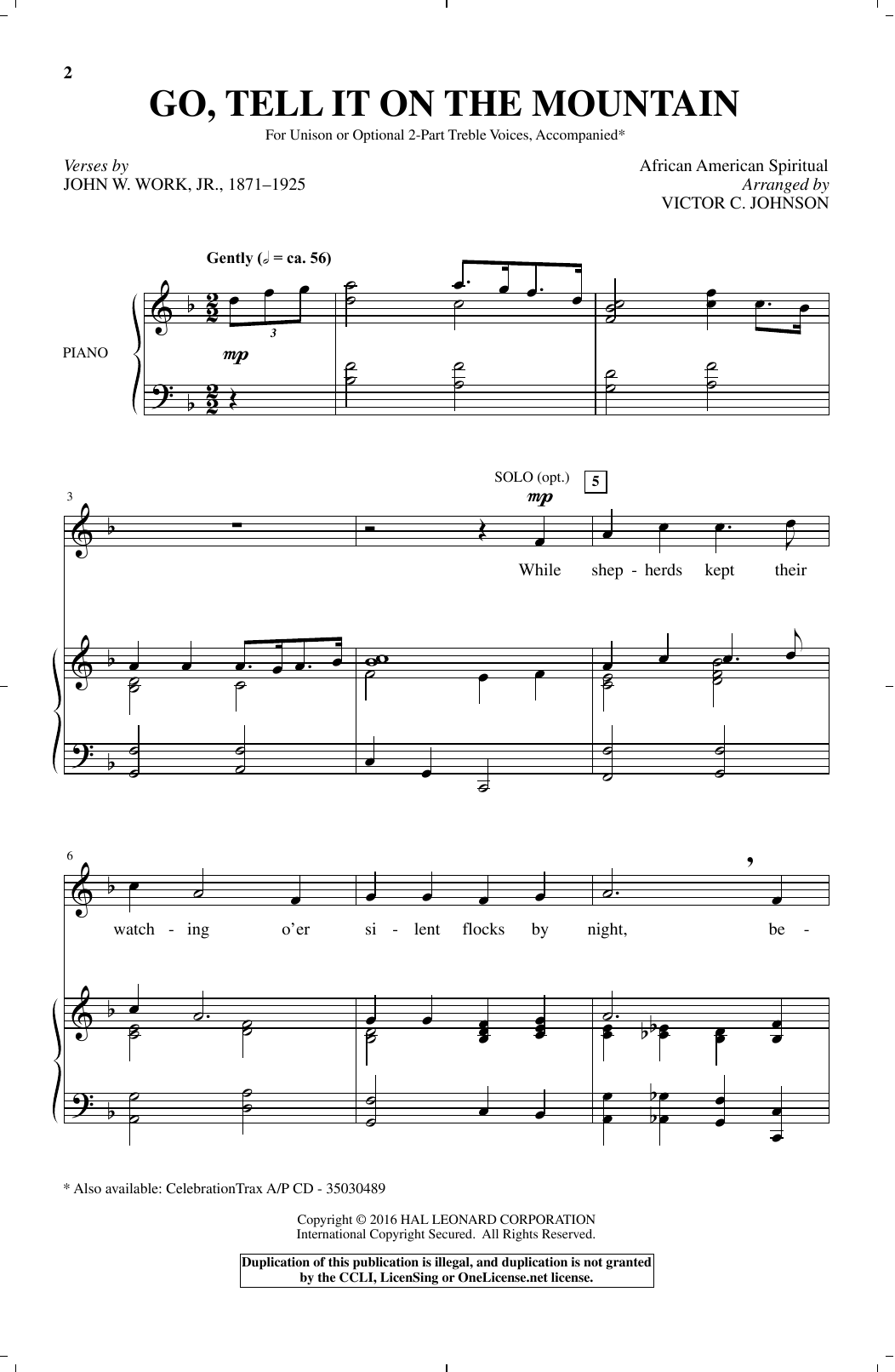 Download Victor Johnson Go, Tell It On The Mountain Sheet Music and learn how to play Choral PDF digital score in minutes