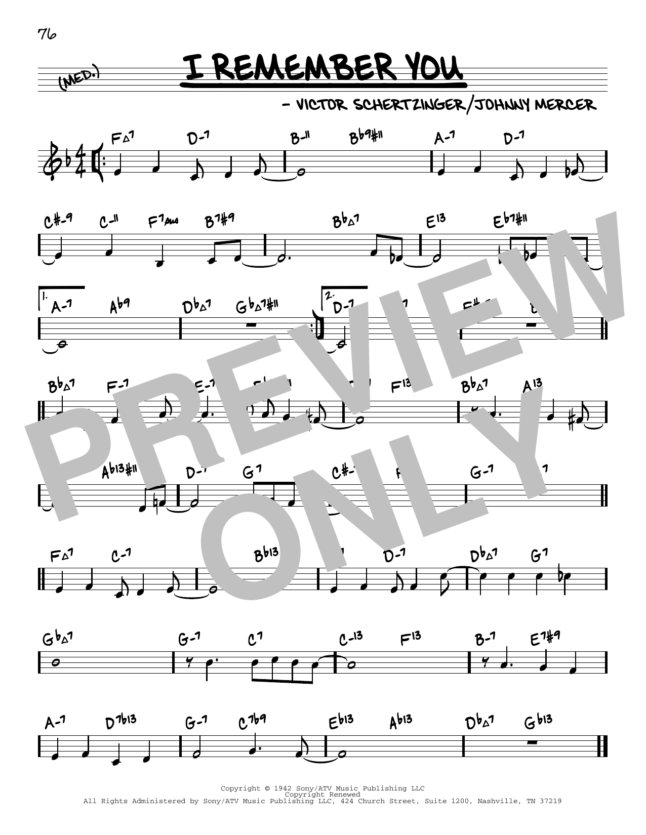 Download Victor Schertzinger I Remember You (arr. David Hazeltine) Sheet Music and learn how to play Real Book – Enhanced Chords PDF digital score in minutes