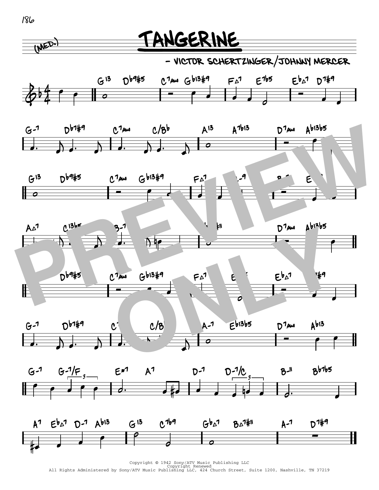 Download Victor Schertzinger Tangerine (arr. David Hazeltine) Sheet Music and learn how to play Real Book – Enhanced Chords PDF digital score in minutes