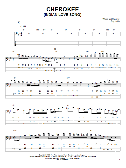 Download Victor Wooten Cherokee (Indian Love Song) Sheet Music and learn how to play Bass Guitar Tab PDF digital score in minutes