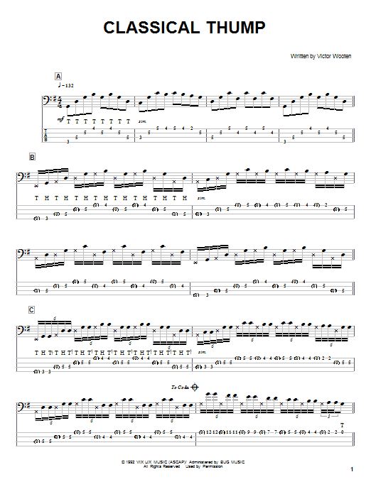 Download Victor Wooten Classical Thump Sheet Music and learn how to play Bass Guitar Tab PDF digital score in minutes