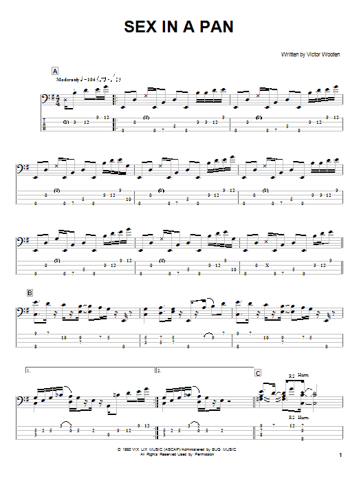 Download Victor Wooten Sex In A Pan Sheet Music and learn how to play Bass Guitar Tab PDF digital score in minutes
