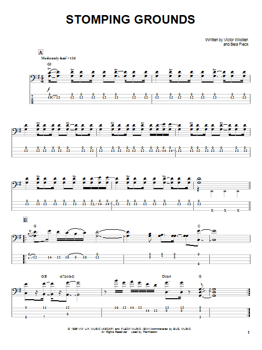 Download Victor Wooten Stomping Grounds Sheet Music and learn how to play Bass Guitar Tab PDF digital score in minutes