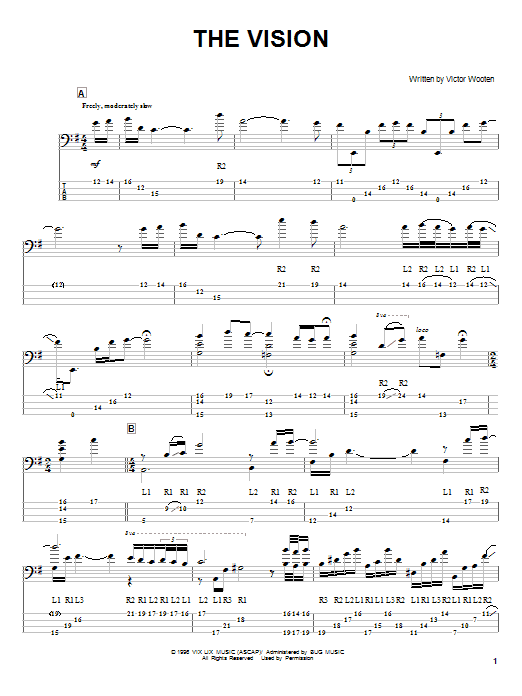 Download Victor Wooten The Vision Sheet Music and learn how to play Bass Guitar Tab PDF digital score in minutes