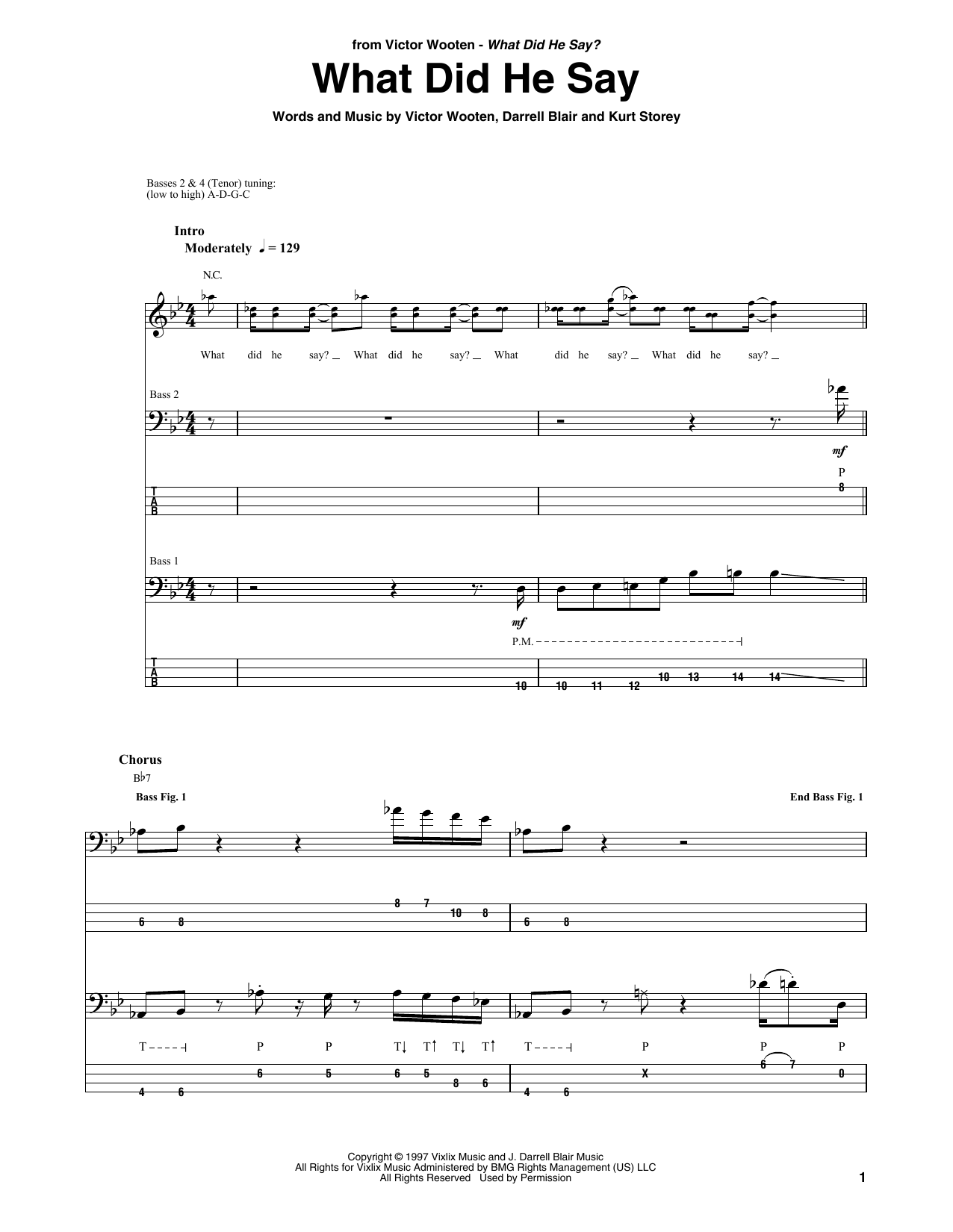 Download Victor Wooten What Did He Say Sheet Music and learn how to play Bass Guitar Tab PDF digital score in minutes