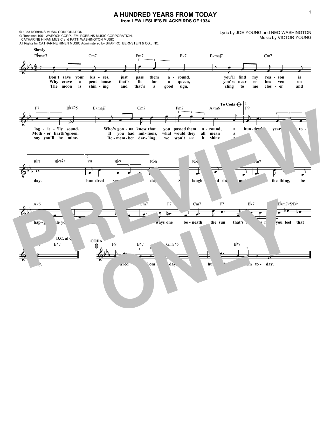 Download Frank Sinatra A Hundred Years From Today Sheet Music and learn how to play Real Book – Melody & Chords PDF digital score in minutes