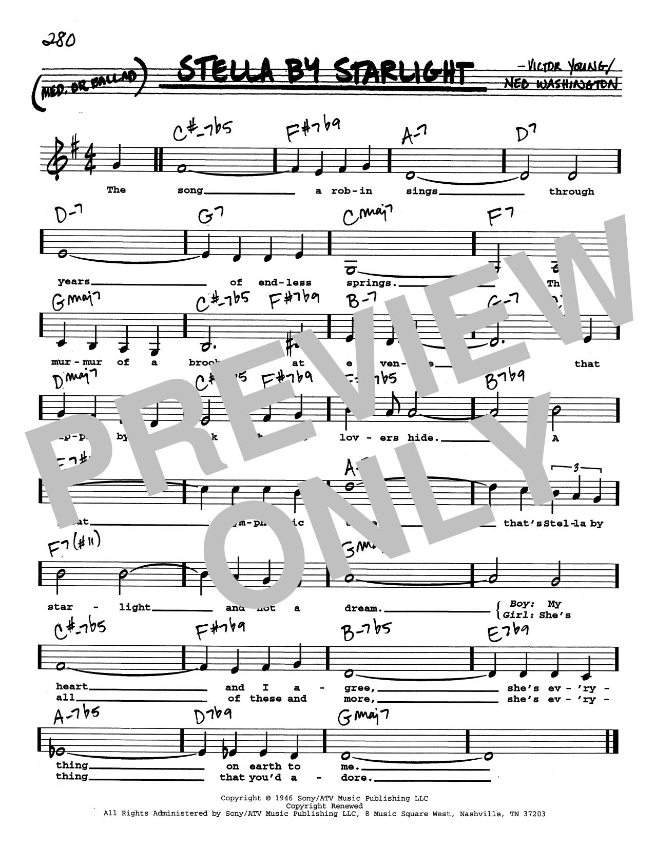 Download Victor Young Stella By Starlight (Low Voice) Sheet Music and learn how to play Real Book – Melody, Lyrics & Chords PDF digital score in minutes