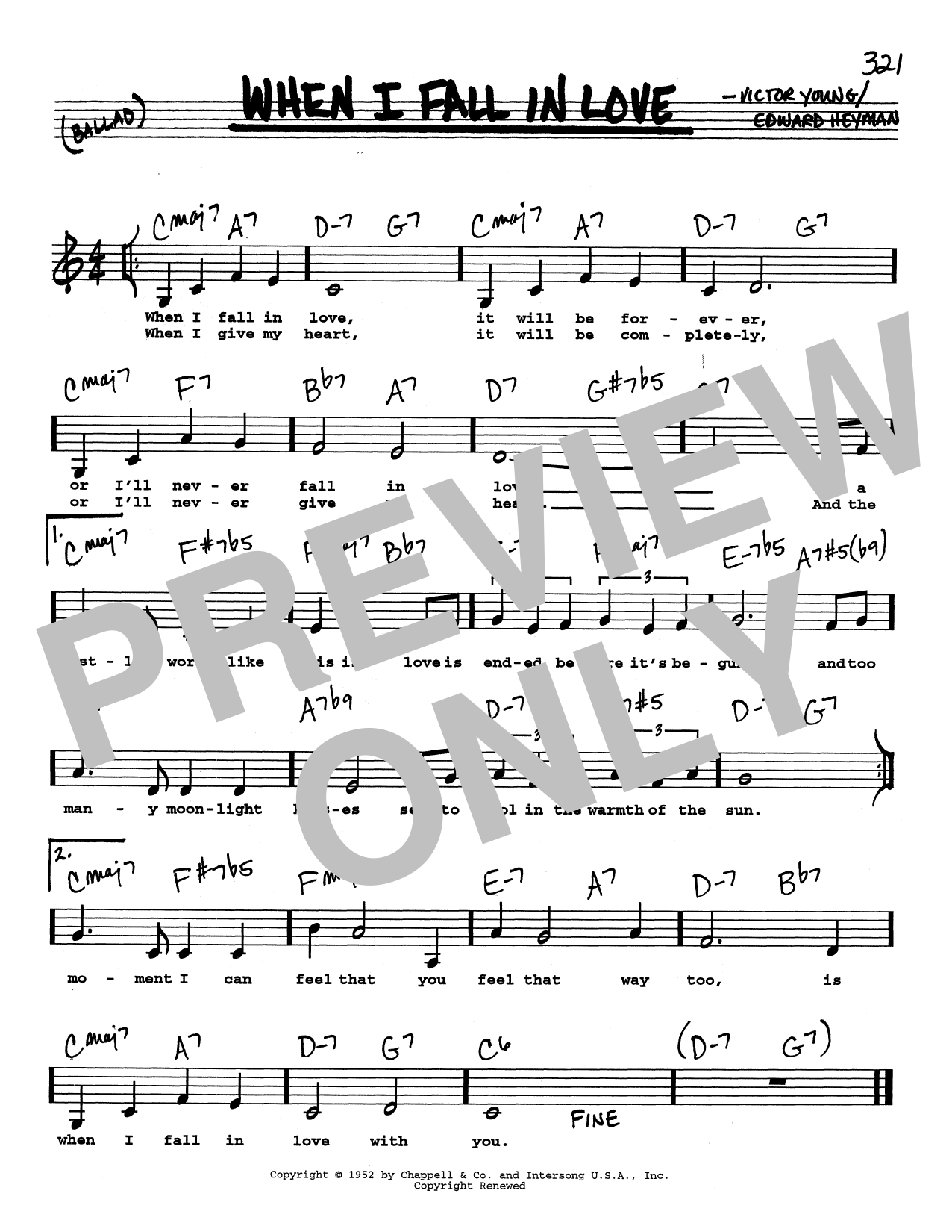 Download Victor Young When I Fall In Love (Low Voice) Sheet Music and learn how to play Real Book – Melody, Lyrics & Chords PDF digital score in minutes