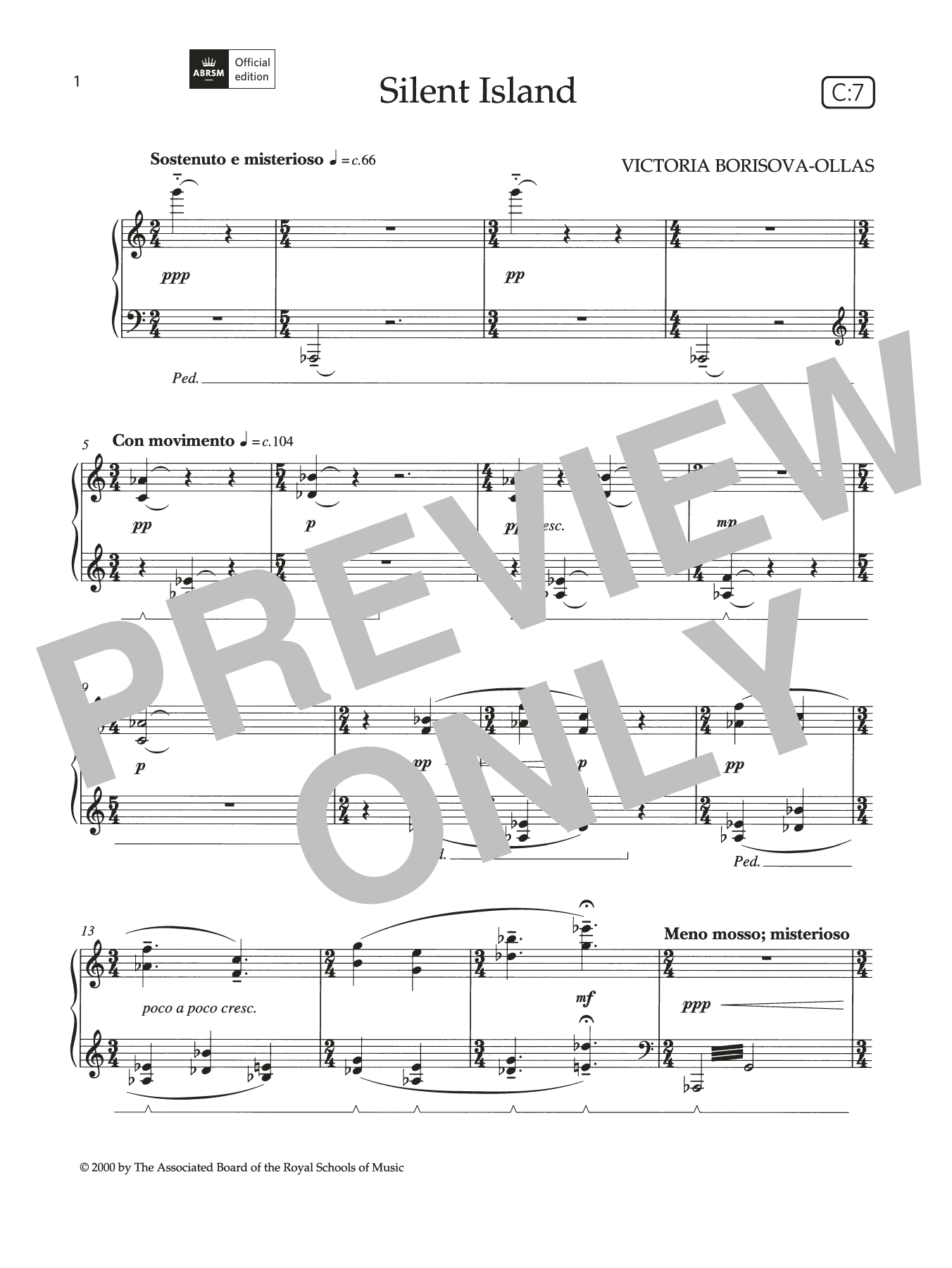 Download Victoria Borisova-Ollas Silent Island (Grade 5, list C7, from the ABRSM Piano Syllabus 2021 & 2022) Sheet Music and learn how to play Piano Solo PDF digital score in minutes