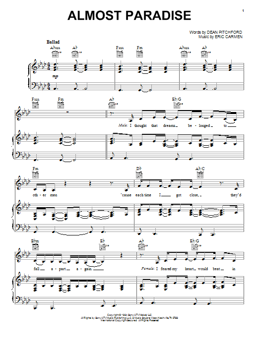 Download Victoria Justice & Hunter Hayes Almost Paradise Sheet Music and learn how to play Piano, Vocal & Guitar (Right-Hand Melody) PDF digital score in minutes