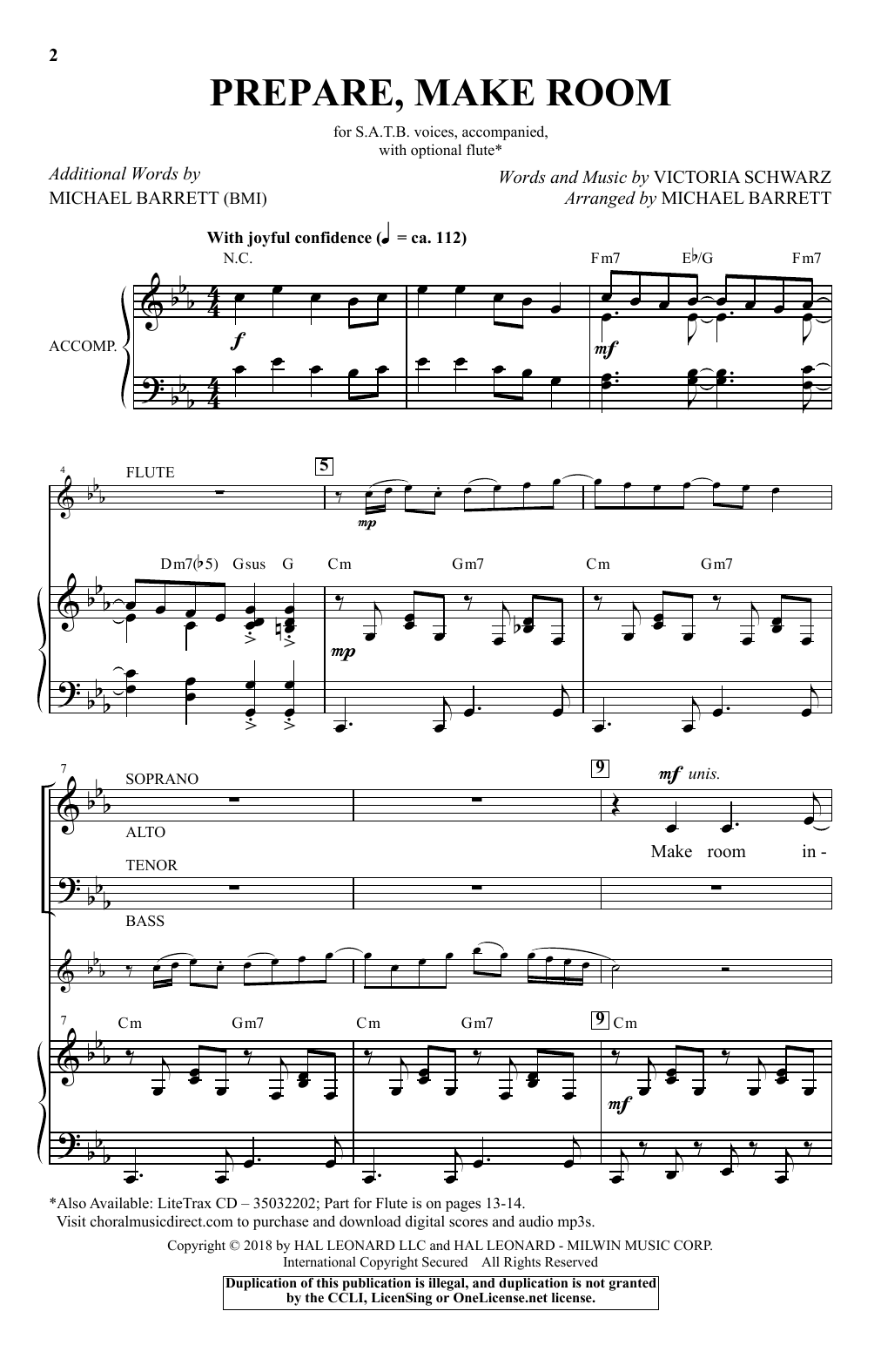 Download Victoria Schwarz Prepare, Make Room (arr. Michael Barrett) Sheet Music and learn how to play SATB Choir PDF digital score in minutes