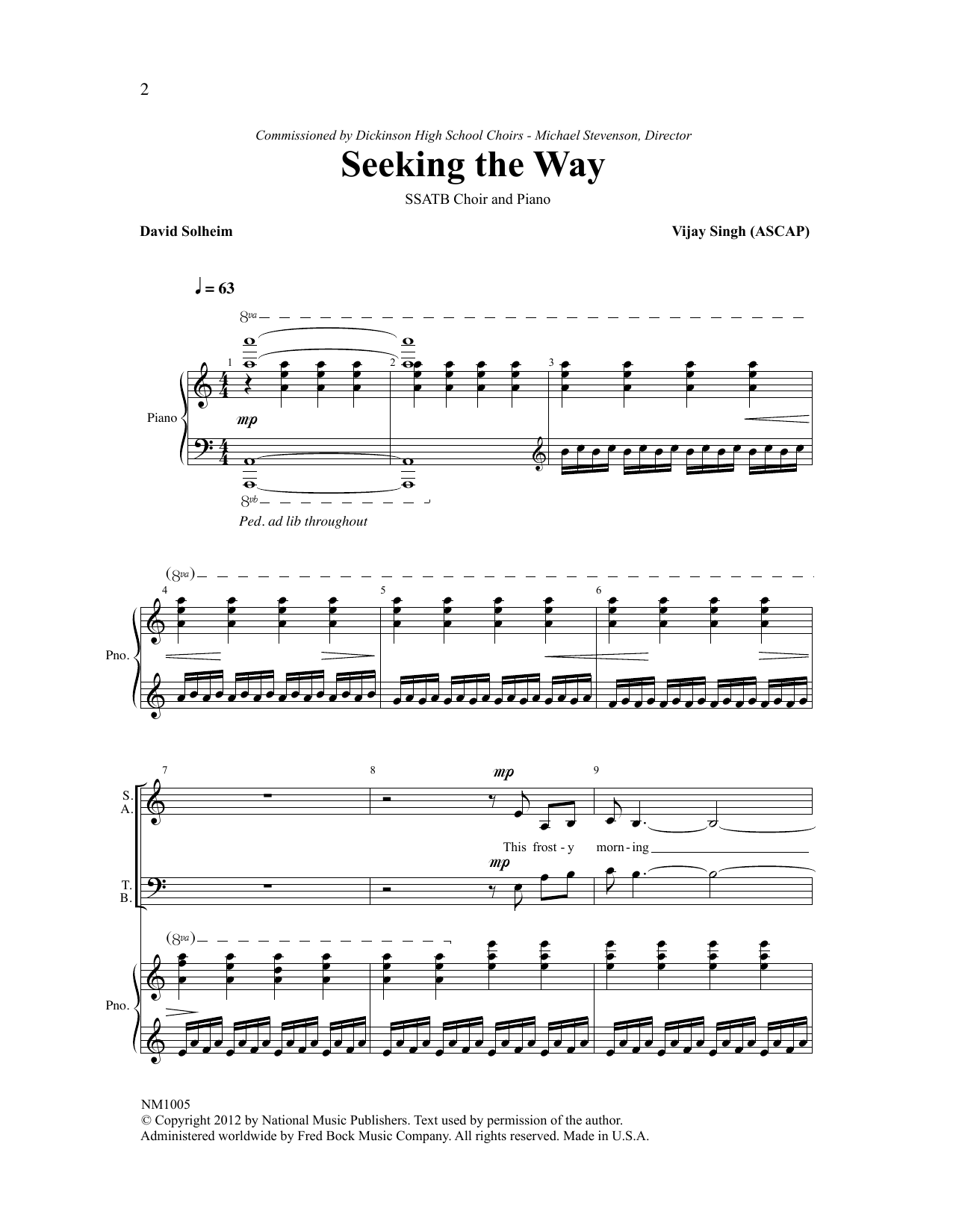Download Vijay Singh Seeking The Way Sheet Music and learn how to play SATB Choir PDF digital score in minutes