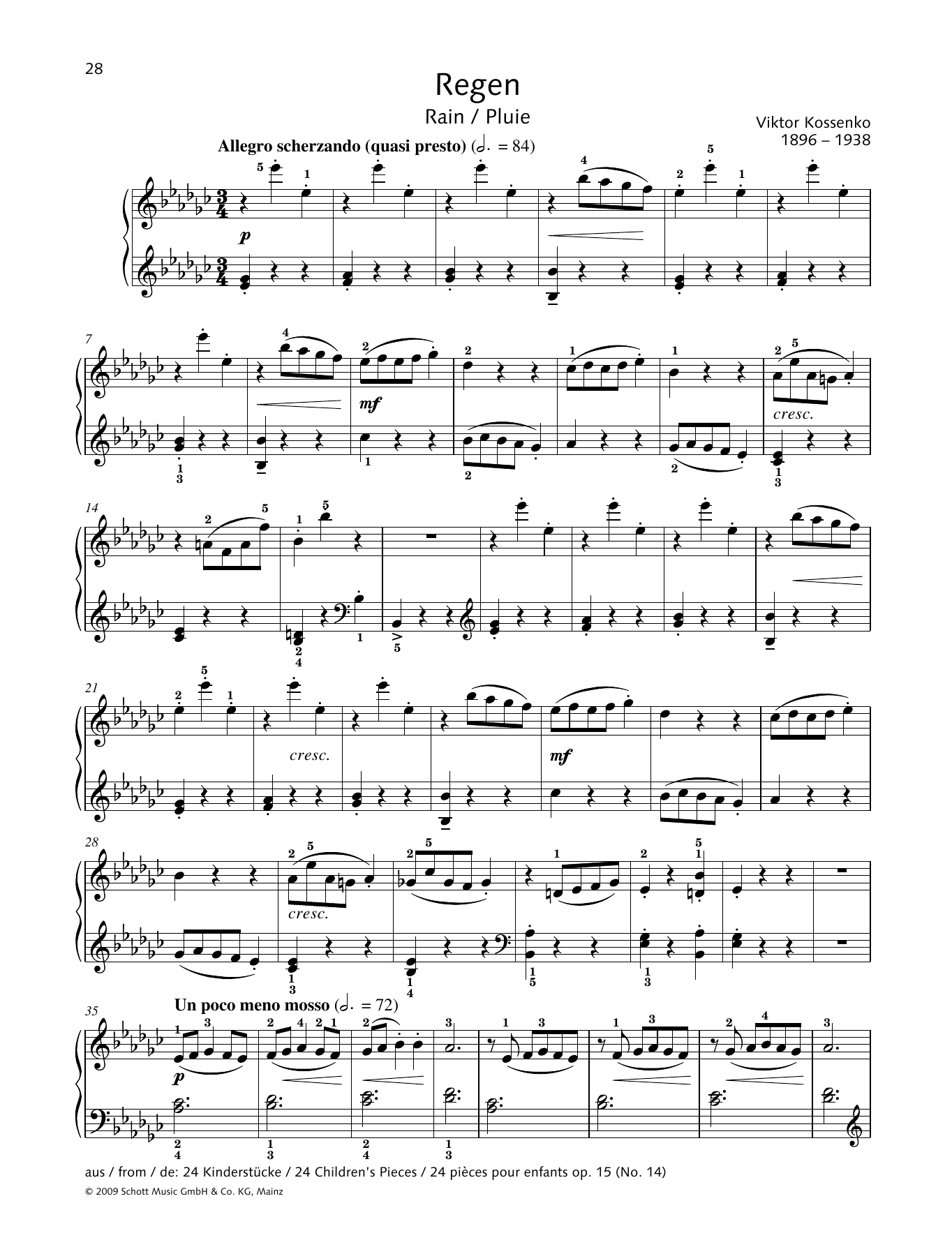 Download Viktor Kossenko Rain Sheet Music and learn how to play Piano Solo PDF digital score in minutes