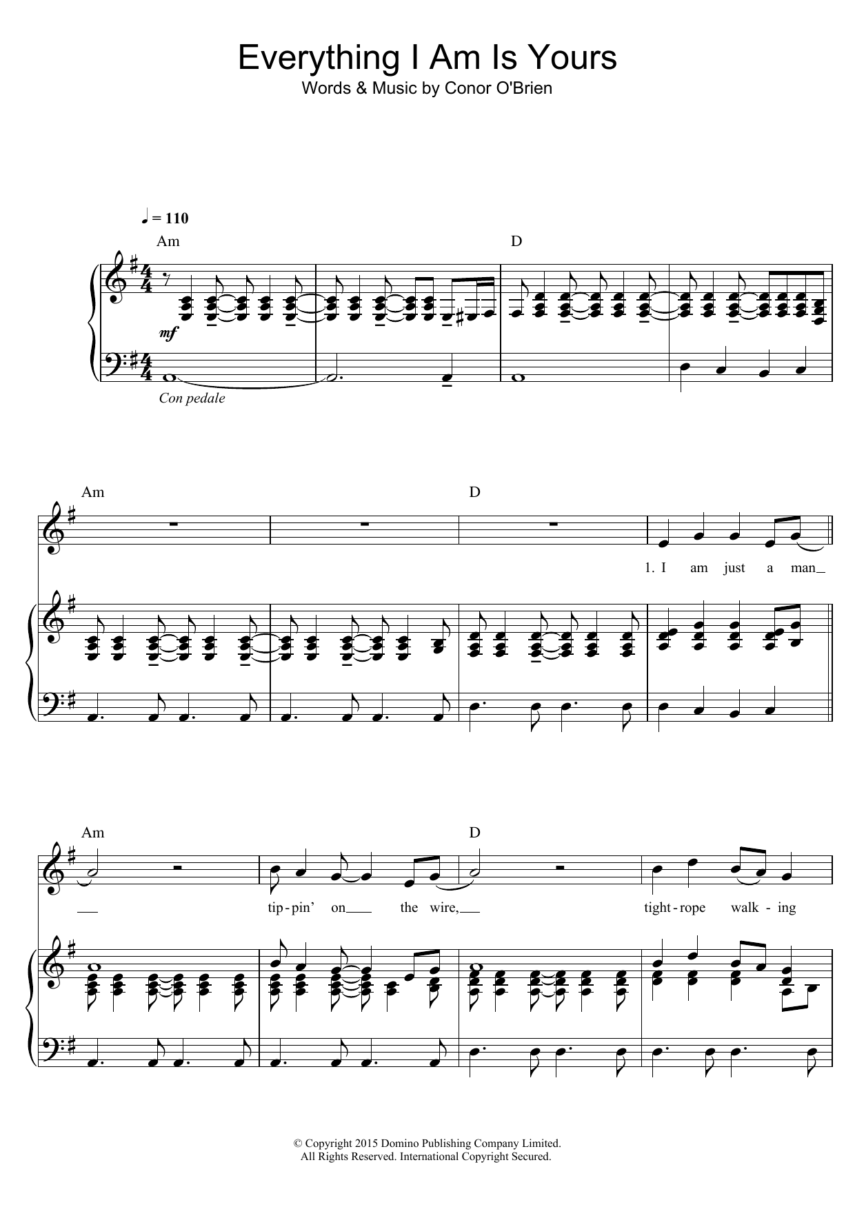 Download Villagers Everything I Am Is Yours Sheet Music and learn how to play Piano, Vocal & Guitar PDF digital score in minutes