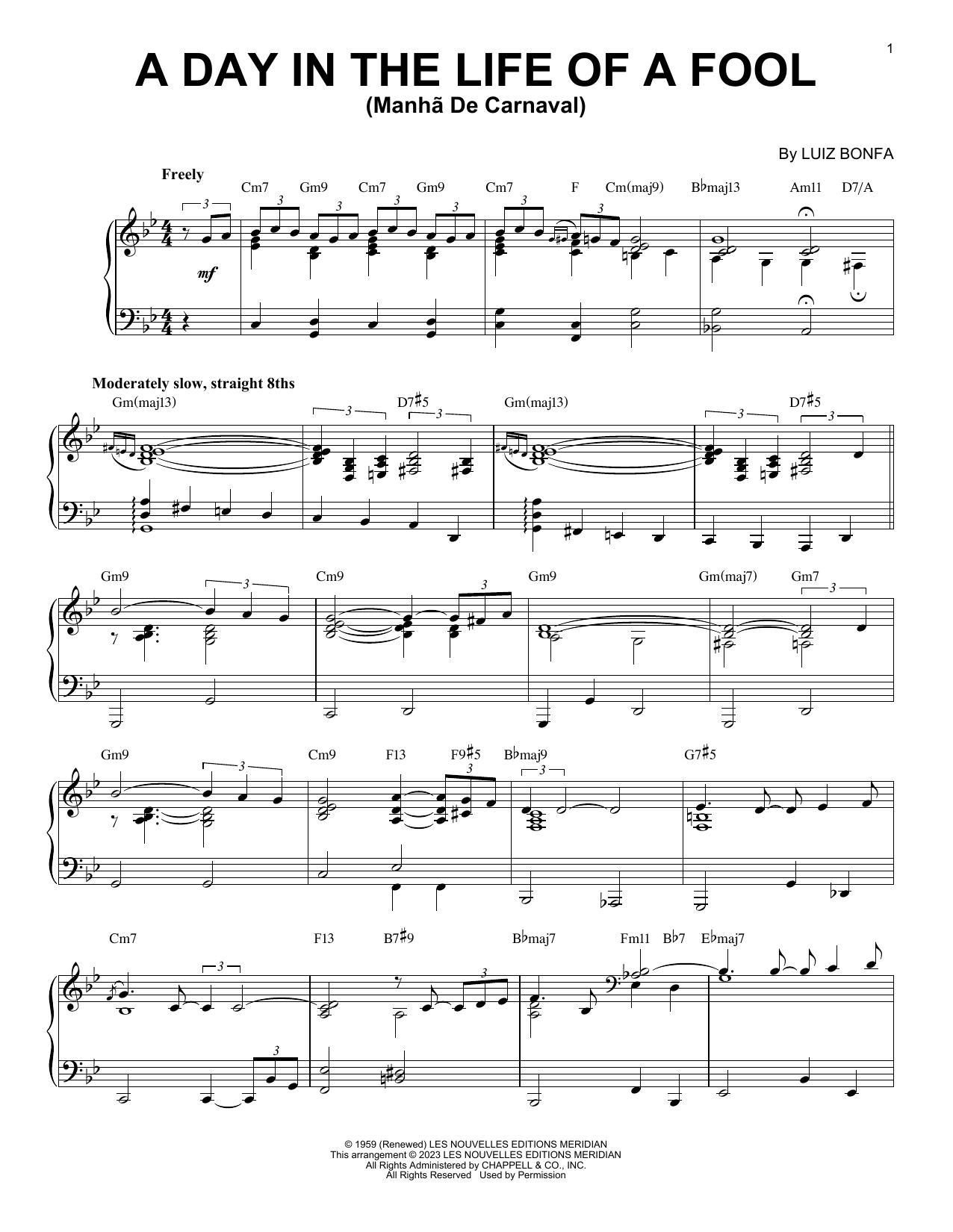 Download Vince Guaraldi A Day In The Life Of A Fool (Manha De Carnaval) [Jazz version] (arr. Brent Edstr Sheet Music and learn how to play Piano Solo PDF digital score in minutes