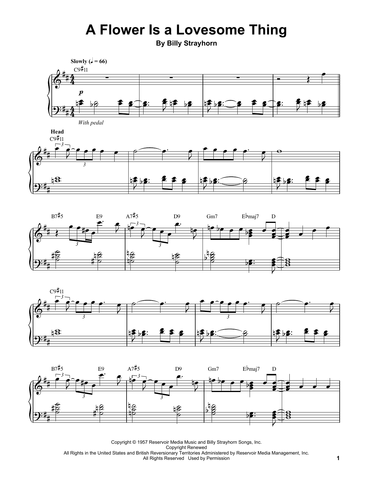 Download Vince Guaraldi A Flower Is A Lovesome Thing Sheet Music and learn how to play Piano Transcription PDF digital score in minutes