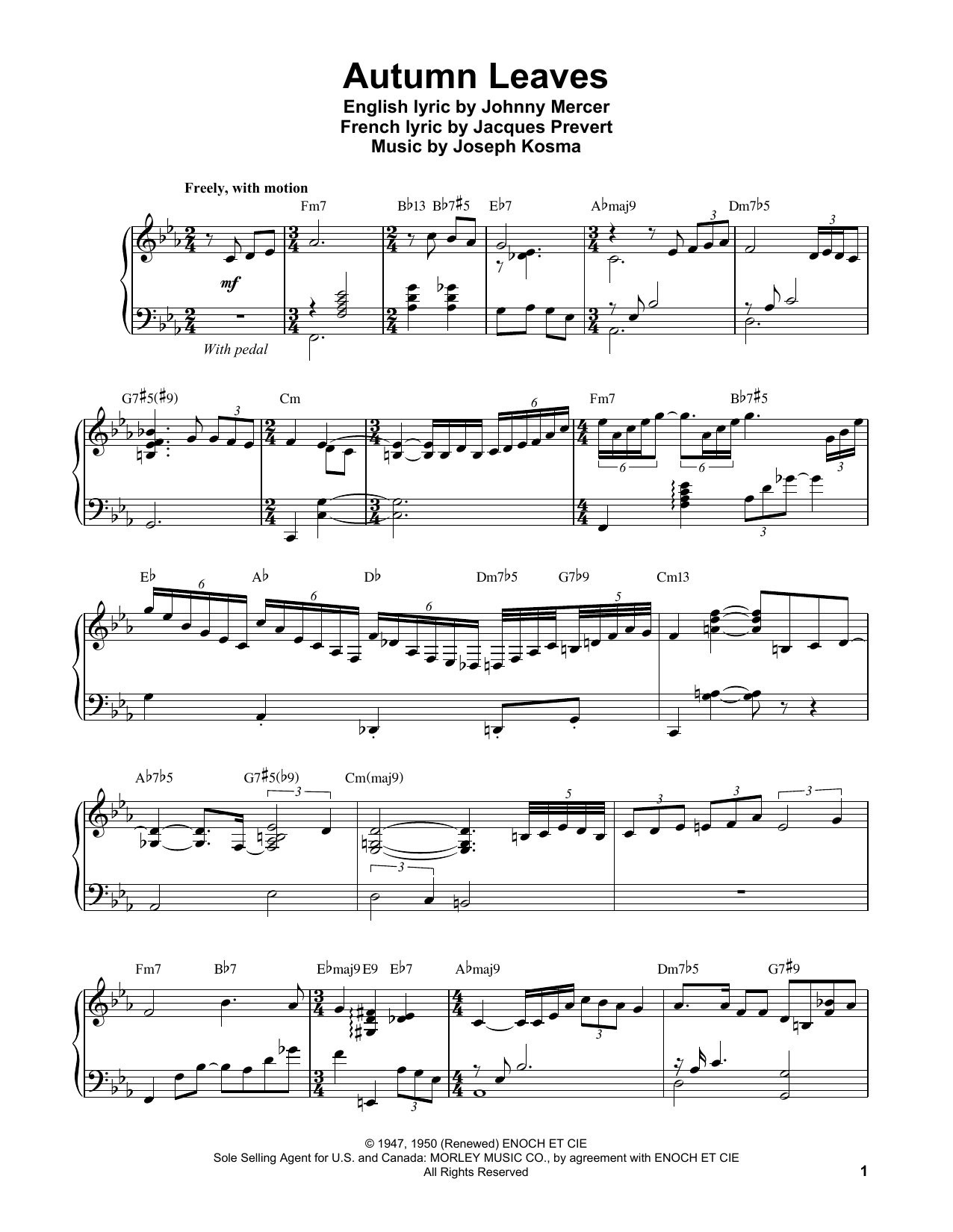 Download Vince Guaraldi Autumn Leaves Sheet Music and learn how to play Piano Transcription PDF digital score in minutes