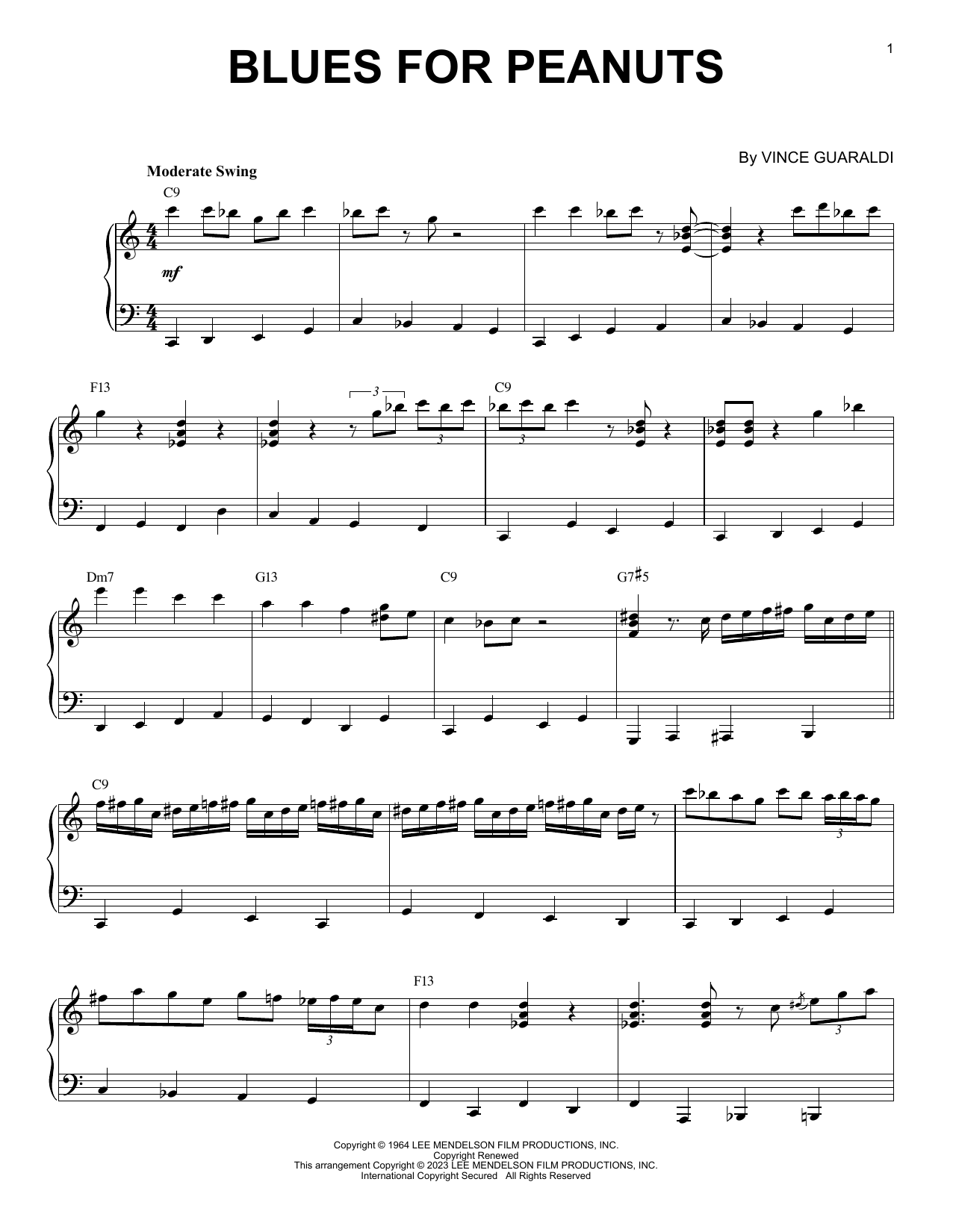 Download Vince Guaraldi Blues For Peanuts [Jazz version] (arr. Brent Edstrom) Sheet Music and learn how to play Piano Solo PDF digital score in minutes