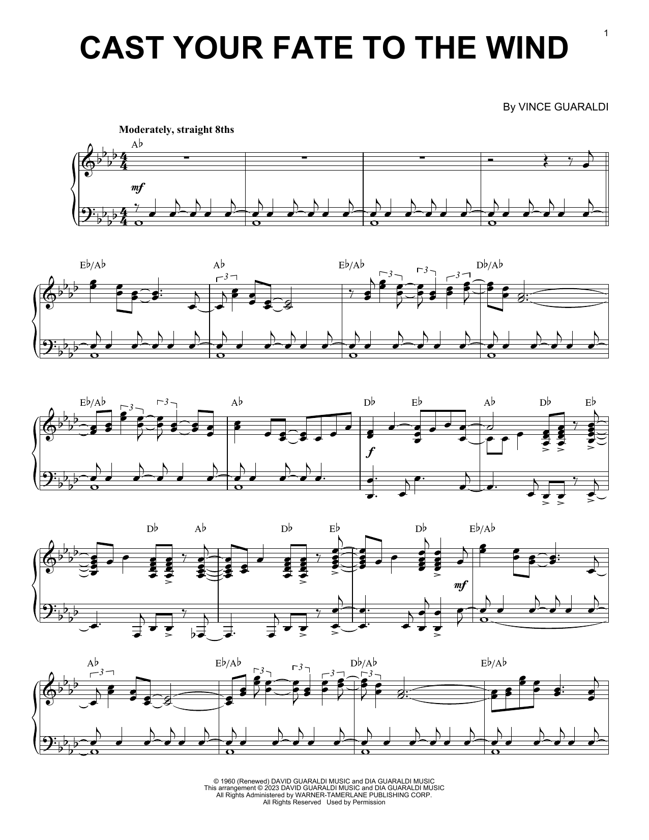 Download Vince Guaraldi Cast Your Fate To The Wind [Jazz version] (arr. Brent Edstrom) Sheet Music and learn how to play Piano Solo PDF digital score in minutes