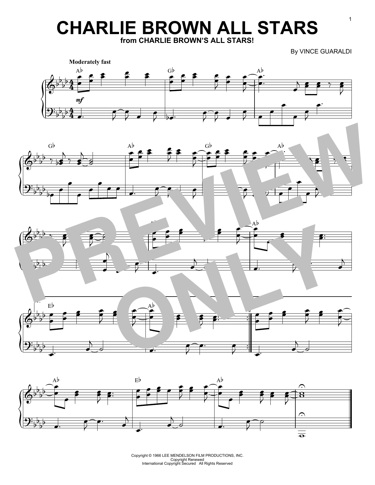 Download Vince Guaraldi Charlie Brown All Stars Sheet Music and learn how to play Piano Solo PDF digital score in minutes