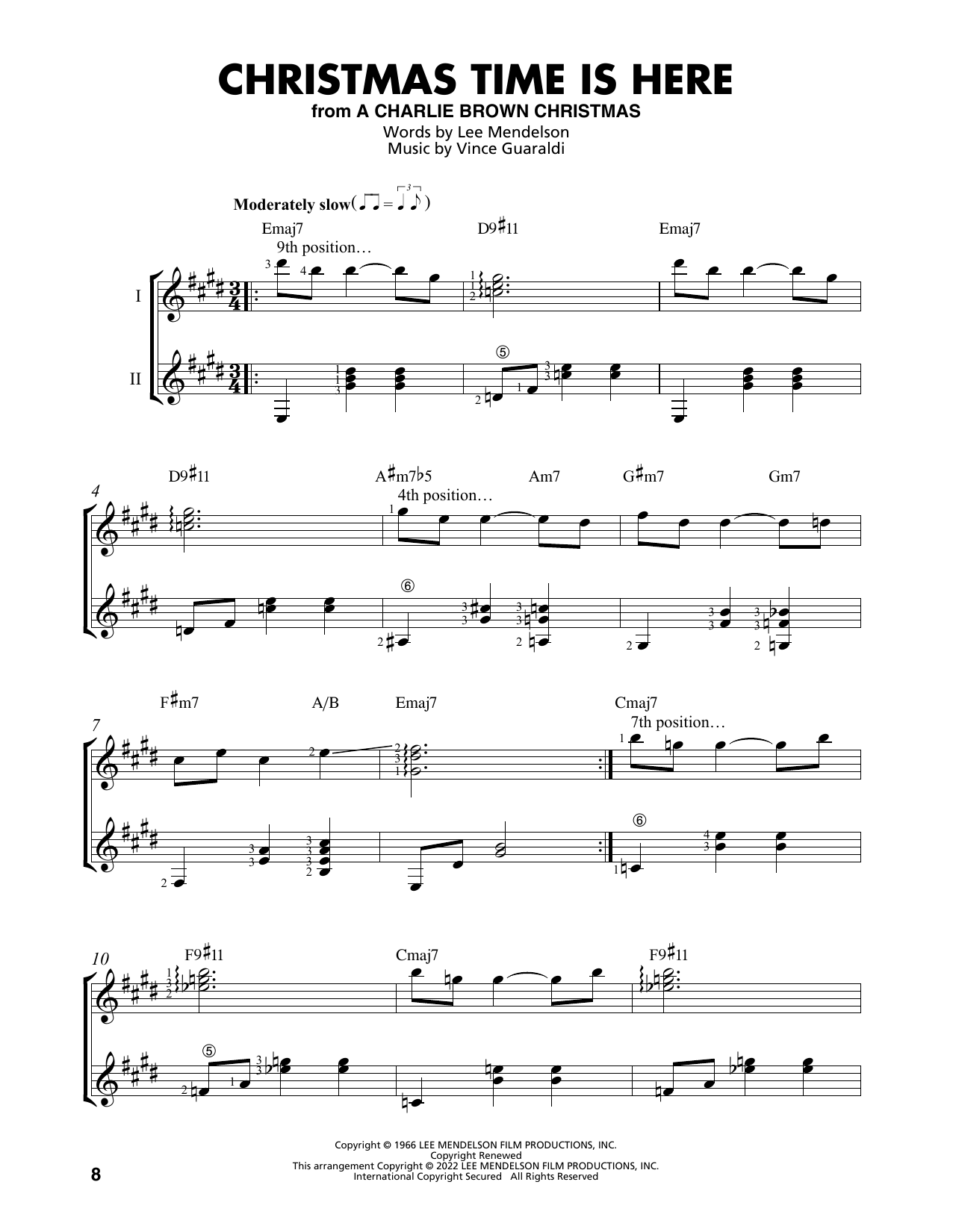 Download Vince Guaraldi Christmas Time Is Here (from A Charlie Brown Christmas) (arr. Mark Phillips) Sheet Music and learn how to play Easy Guitar Tab PDF digital score in minutes