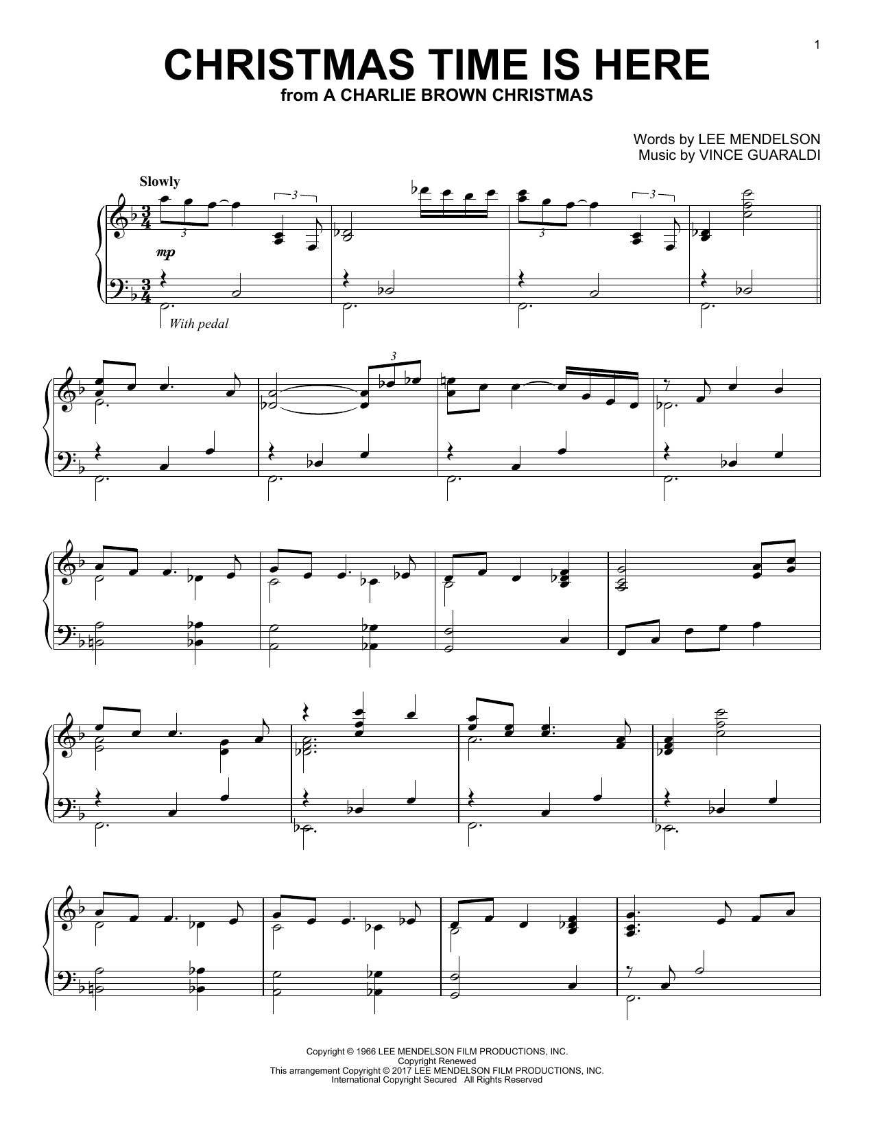 Download Vince Guaraldi Christmas Time Is Here Sheet Music and learn how to play Piano PDF digital score in minutes
