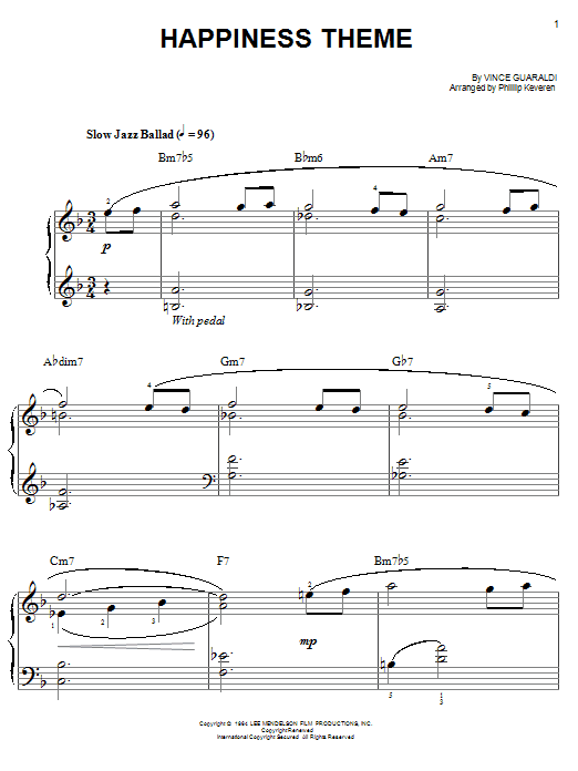 Download Phillip Keveren Happiness Theme Sheet Music and learn how to play Piano Solo PDF digital score in minutes