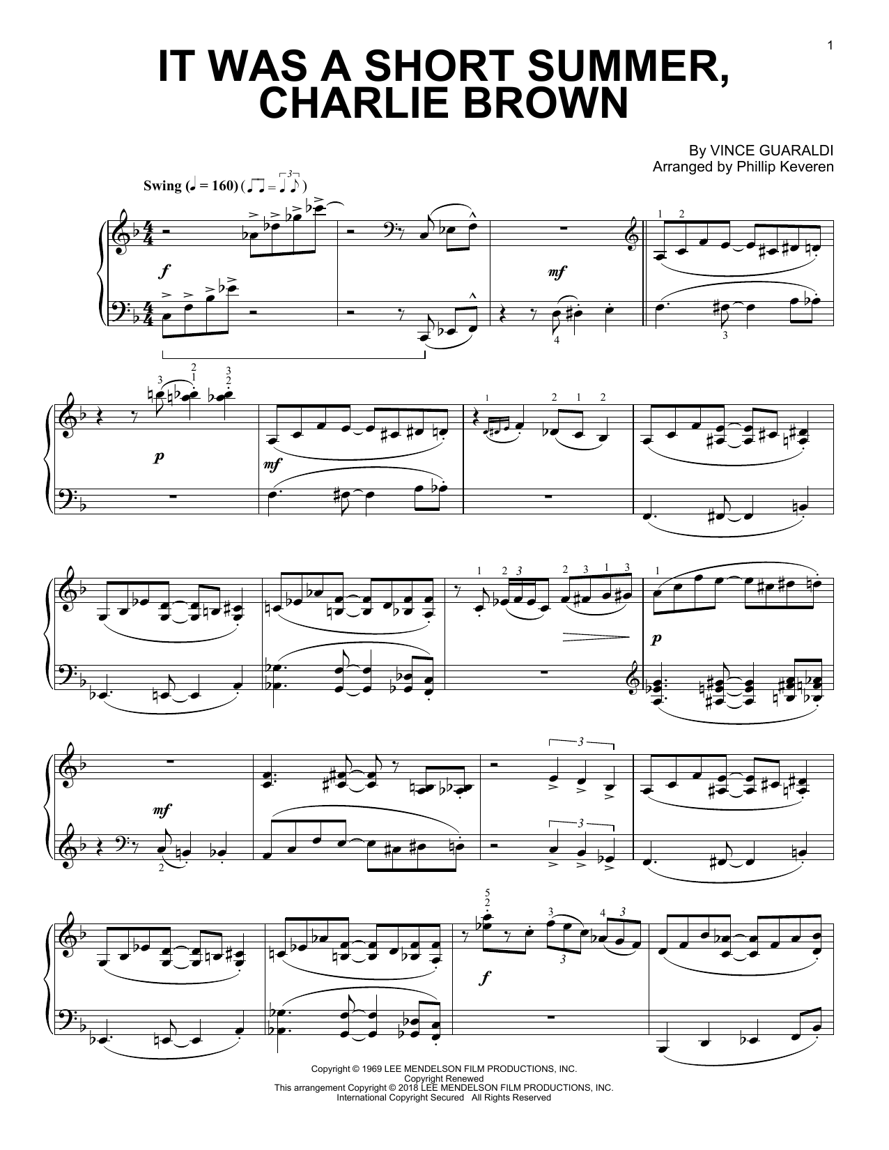 Download Phillip Keveren It Was A Short Summer, Charlie Brown Sheet Music and learn how to play Piano Solo PDF digital score in minutes