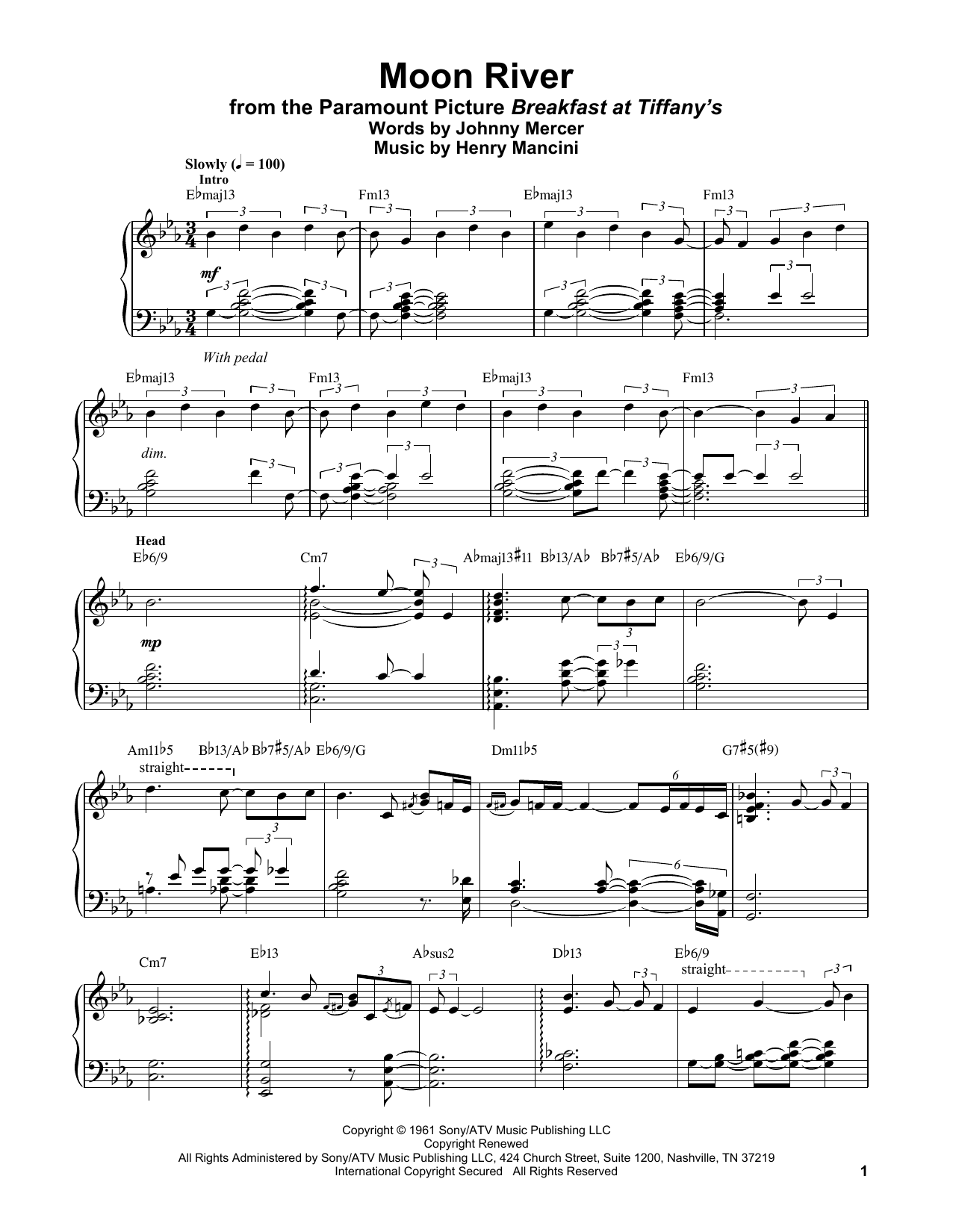 Download Vince Guaraldi Moon River Sheet Music and learn how to play Piano Transcription PDF digital score in minutes
