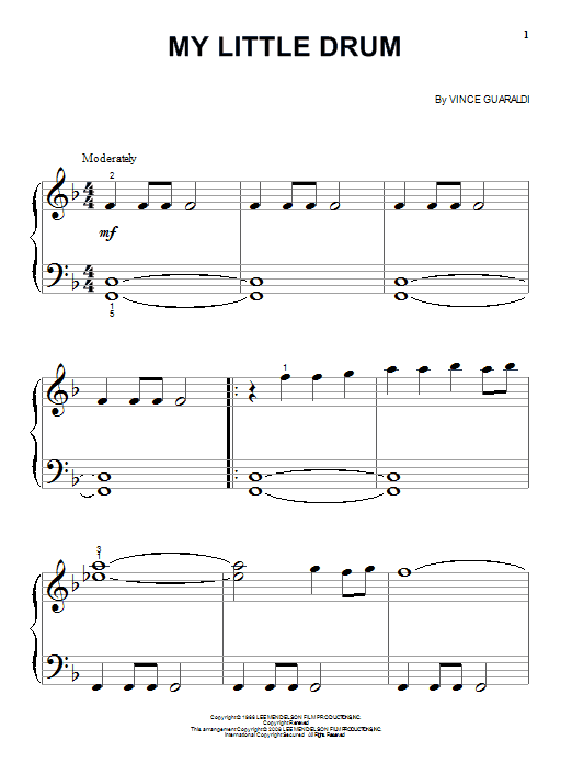 Download Vince Guaraldi My Little Drum Sheet Music and learn how to play Piano Transcription PDF digital score in minutes