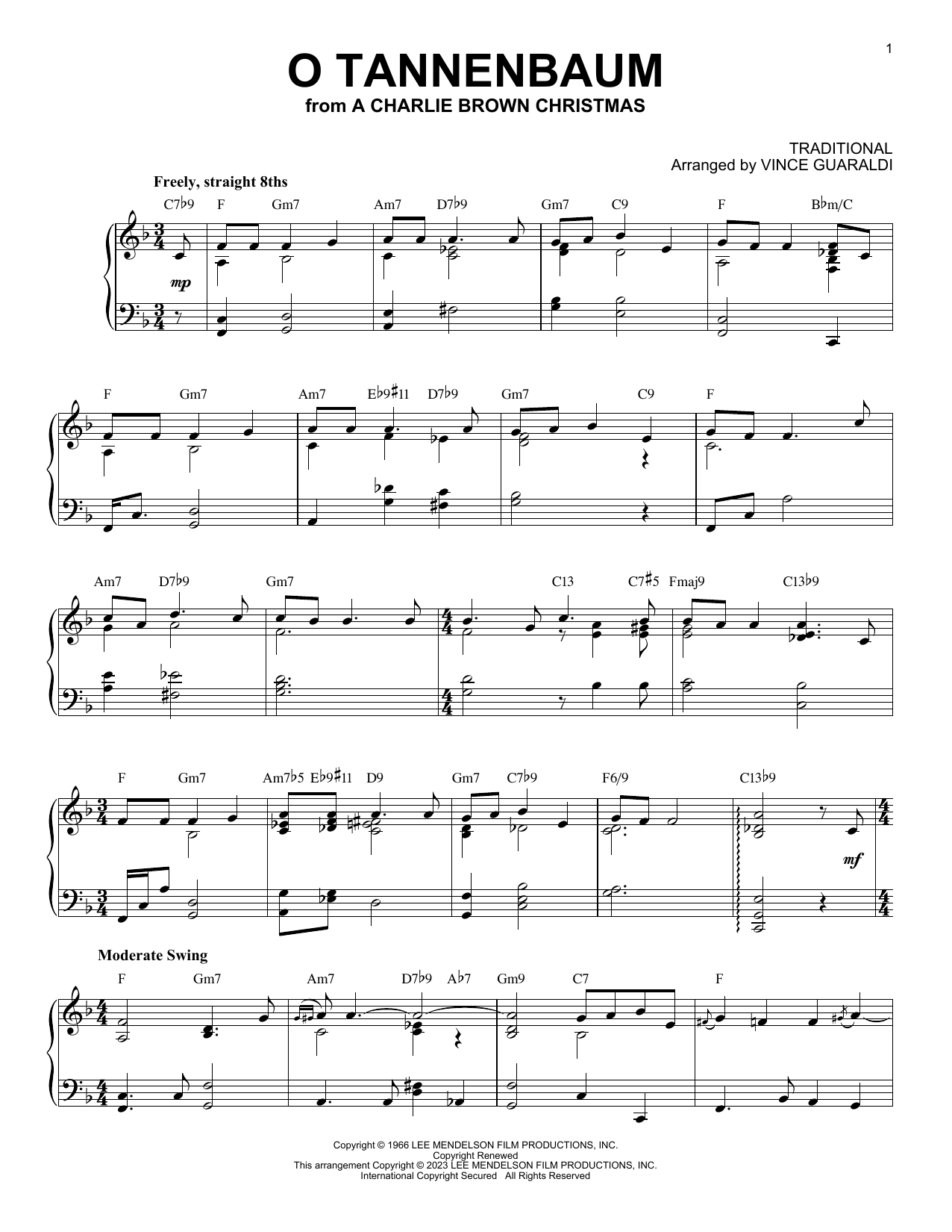 Download Vince Guaraldi O Tannenbaum [Jazz version] (arr. Brent Edstrom) Sheet Music and learn how to play Piano Solo PDF digital score in minutes