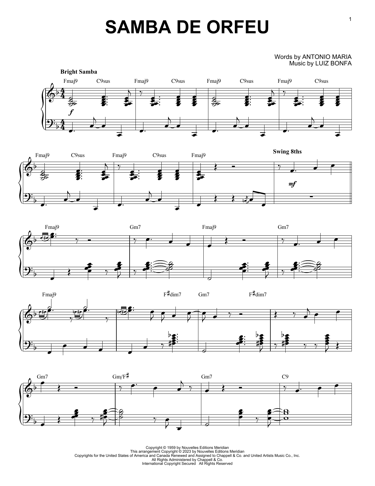 Download Vince Guaraldi Samba De Orfeu [Jazz version] (arr. Brent Edstrom) Sheet Music and learn how to play Piano Solo PDF digital score in minutes