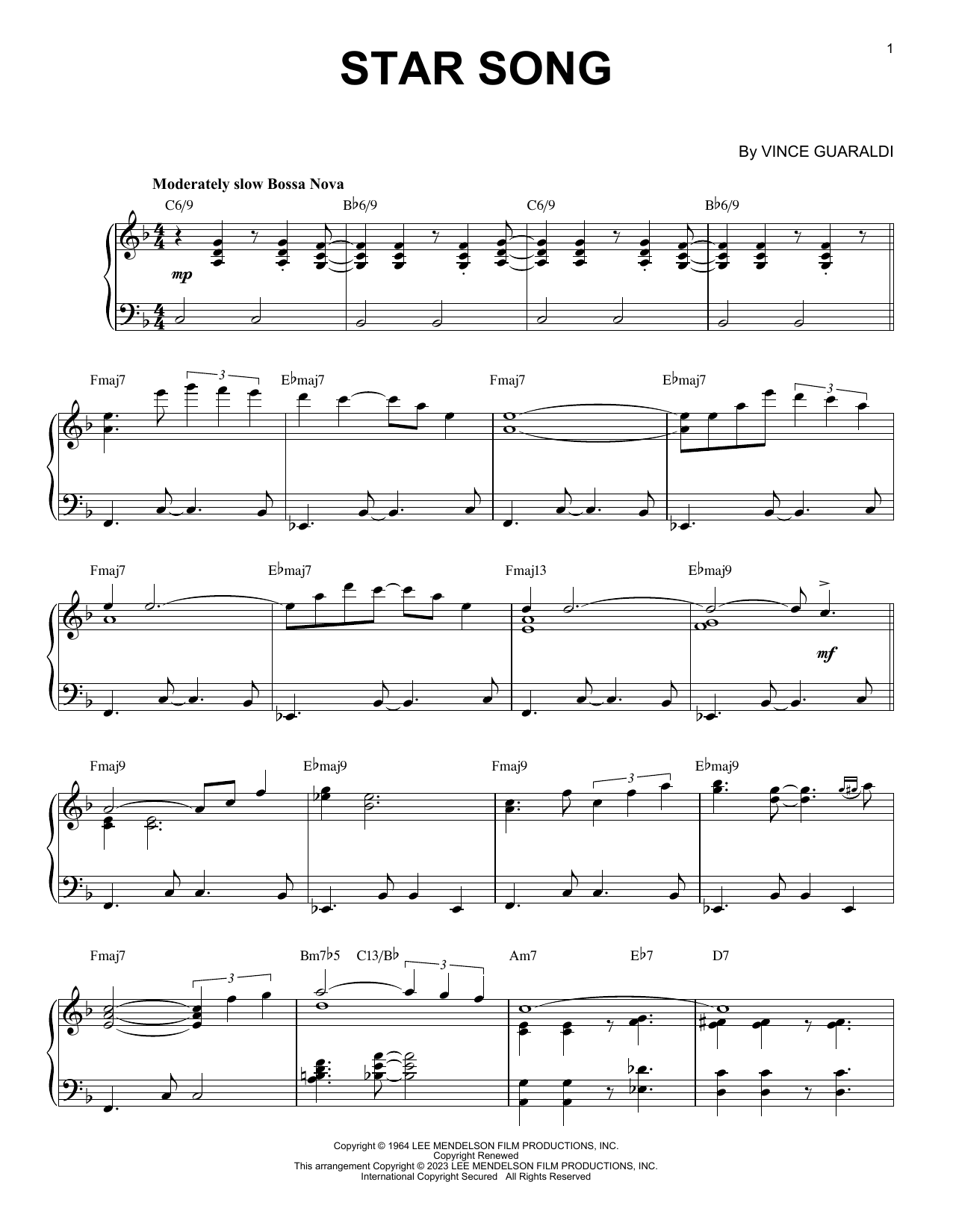 Download Vince Guaraldi Star Song [Jazz version] (arr. Brent Edstrom) Sheet Music and learn how to play Piano Solo PDF digital score in minutes