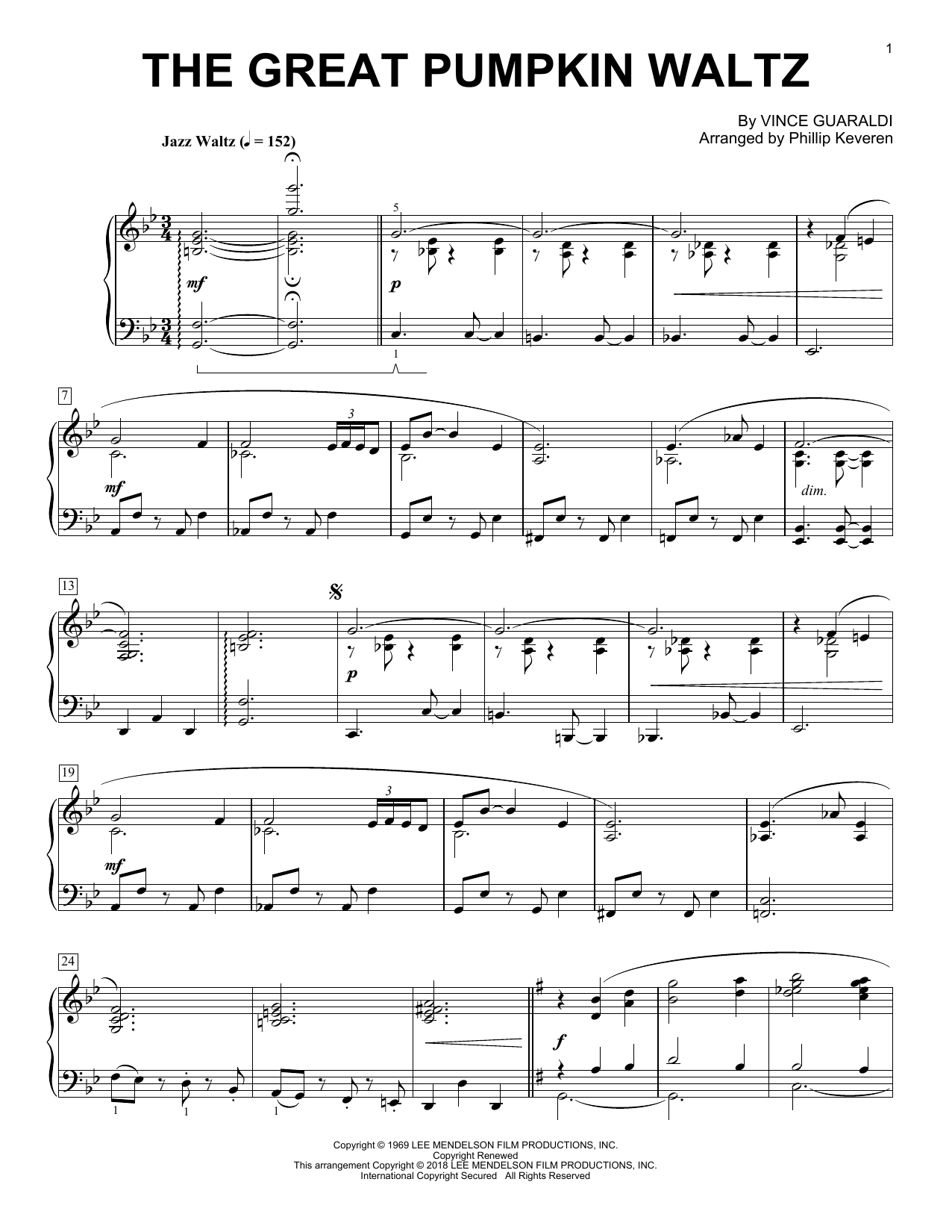 Download Phillip Keveren The Great Pumpkin Waltz Sheet Music and learn how to play Piano Solo PDF digital score in minutes