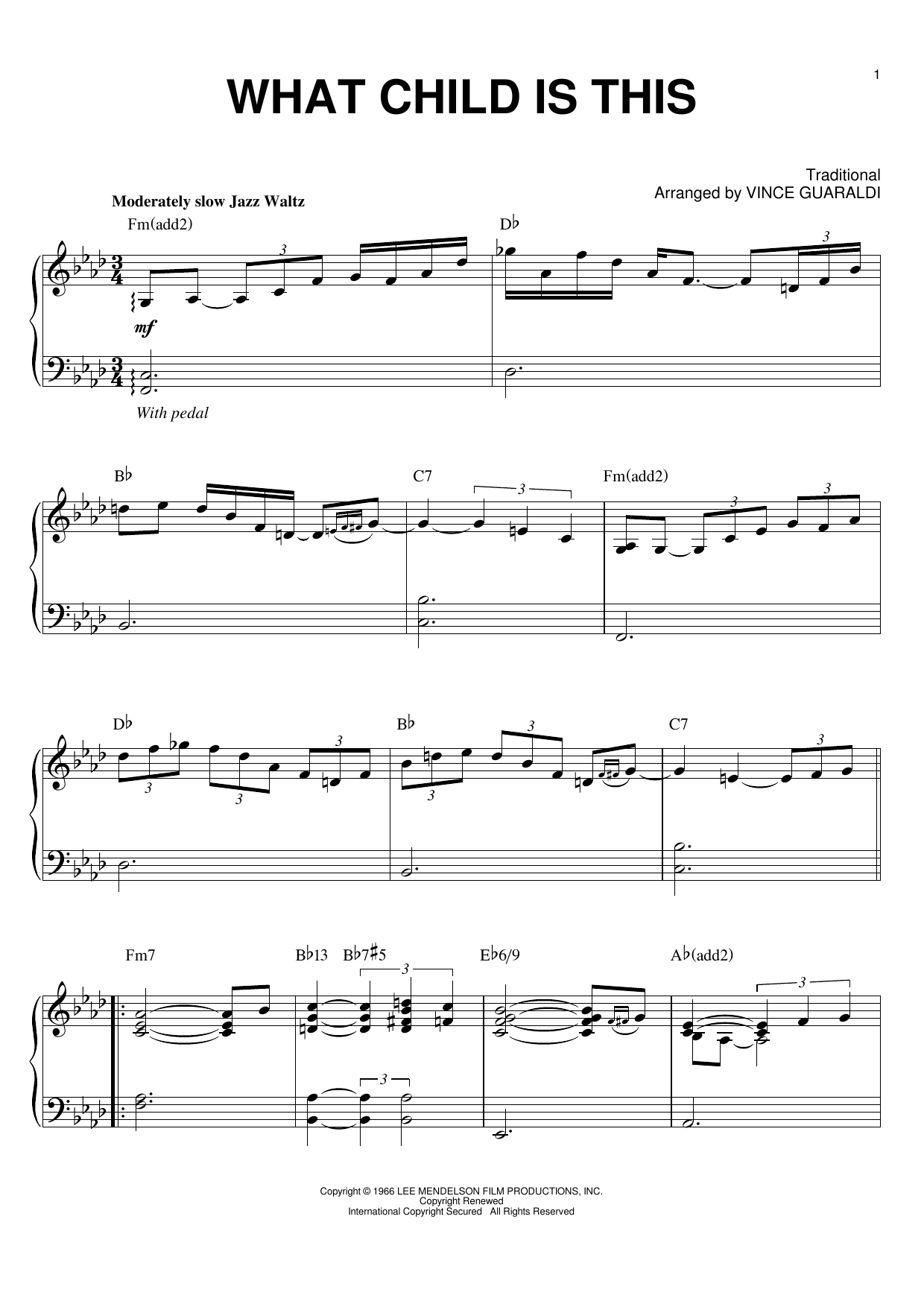 Download Vince Guaraldi What Child Is This Sheet Music and learn how to play Piano PDF digital score in minutes
