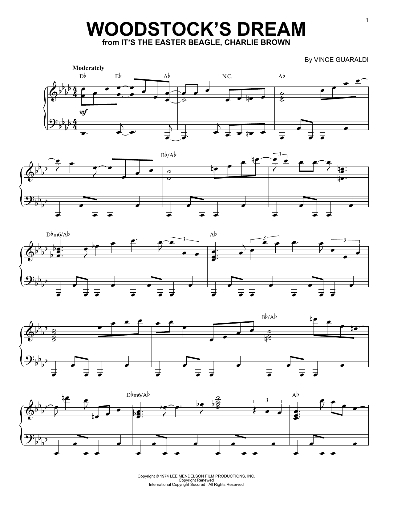 Download Vince Guaraldi Woodstock's Dream Sheet Music and learn how to play Piano Solo PDF digital score in minutes