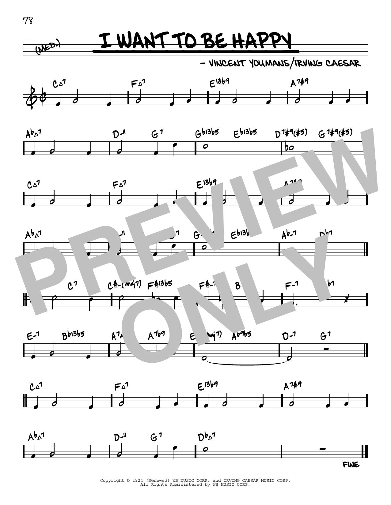 Download Vincent Youmans I Want To Be Happy (arr. David Hazeltine) Sheet Music and learn how to play Real Book – Enhanced Chords PDF digital score in minutes