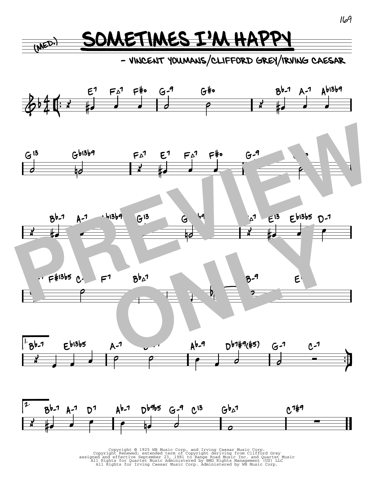 Download Vincent Youmans Sometimes I'm Happy (arr. David Hazeltine) Sheet Music and learn how to play Real Book – Enhanced Chords PDF digital score in minutes