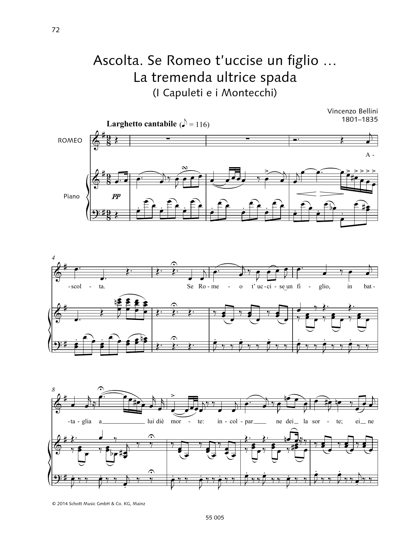 Download Vincenzo Bellini Ascolta. Se Romeo t'uccise un figlio... La tremenda ultrice spada Sheet Music and learn how to play Piano & Vocal PDF digital score in minutes