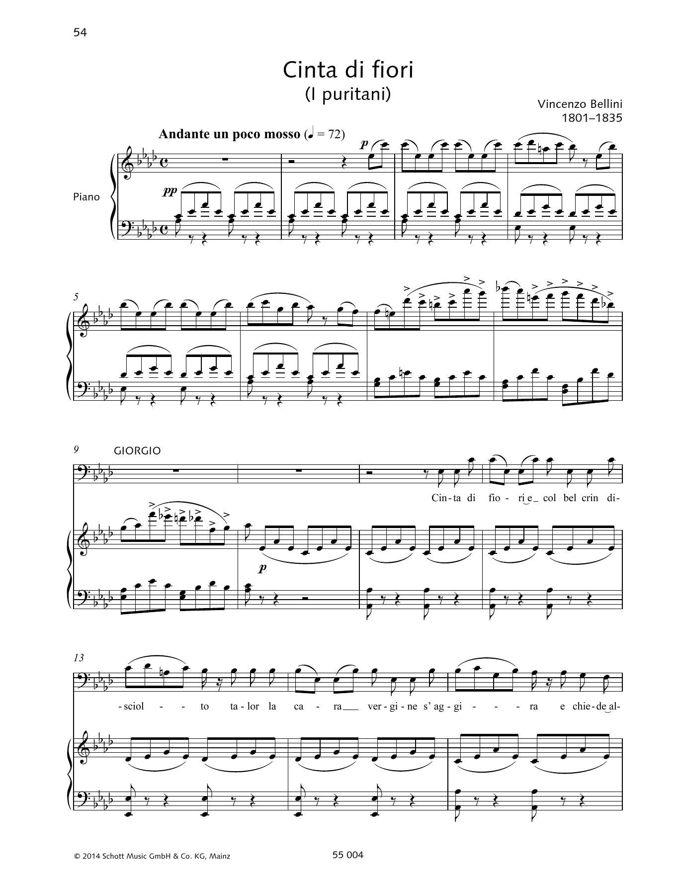 Download Vincenzo Bellini Cinta di fiori Sheet Music and learn how to play Piano & Vocal PDF digital score in minutes