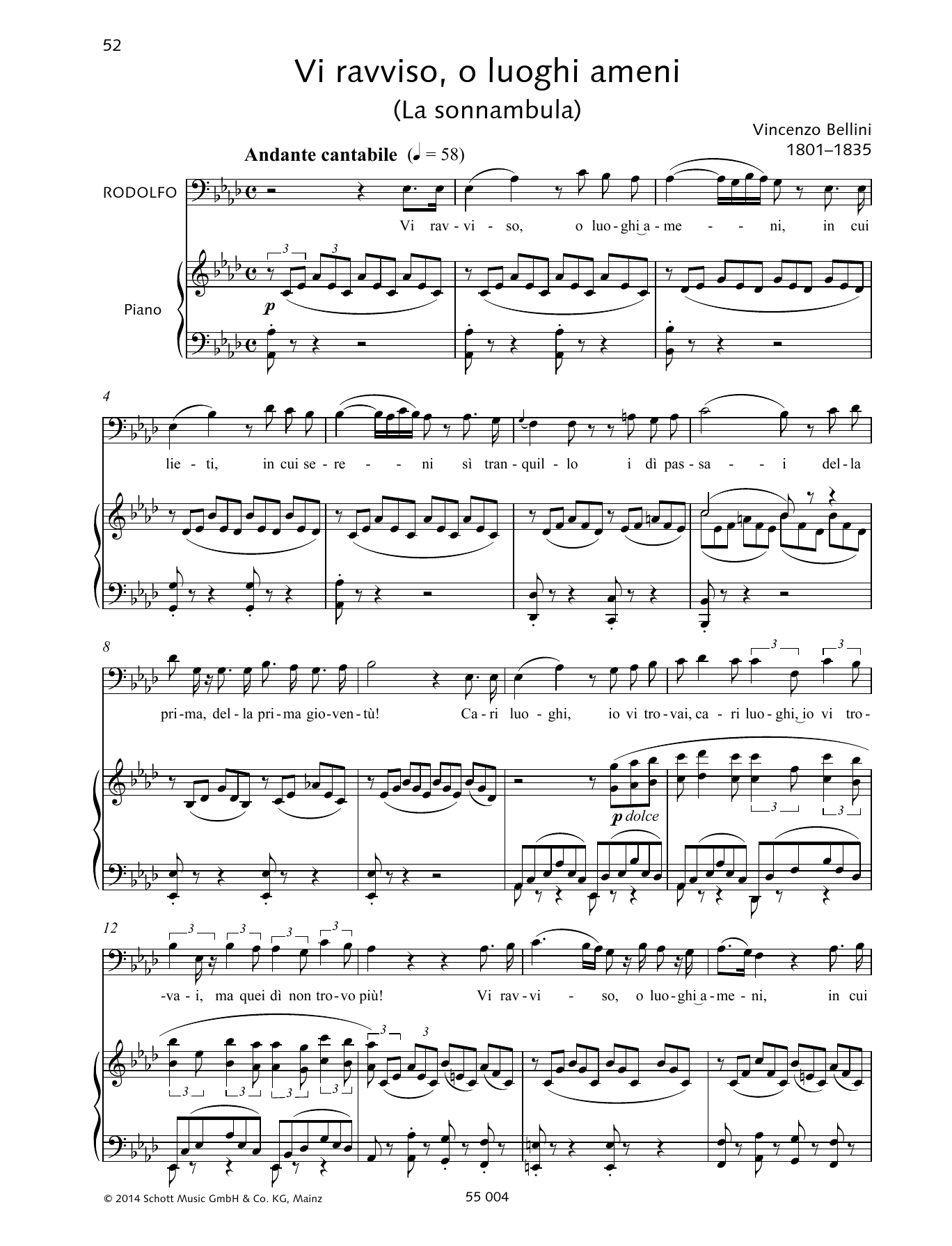 Download Vincenzo Bellini Vi ravviso, o luoghi ameni Sheet Music and learn how to play Piano & Vocal PDF digital score in minutes