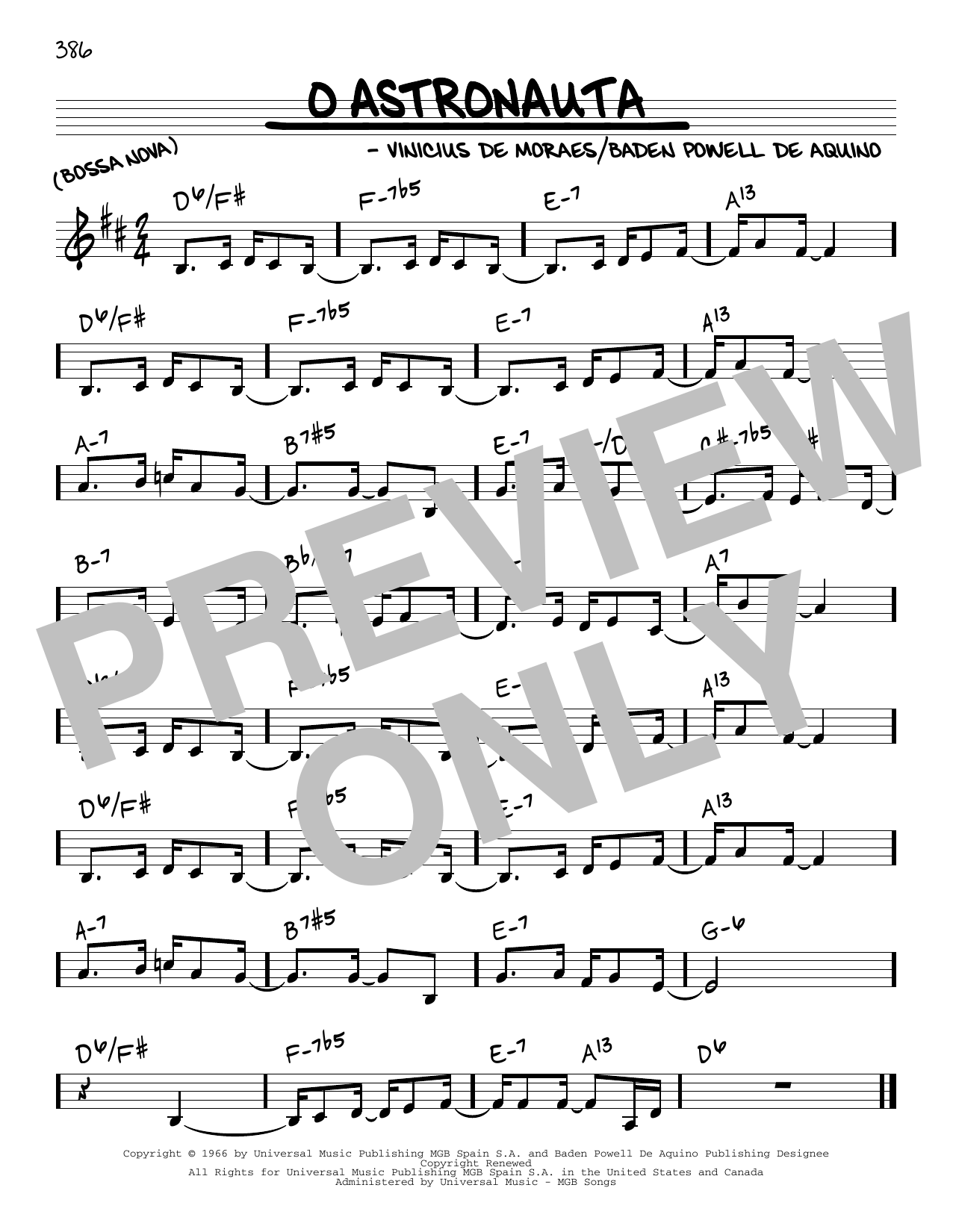 Download Vinicius de Moraes O Astronauta Sheet Music and learn how to play Real Book – Melody & Chords PDF digital score in minutes