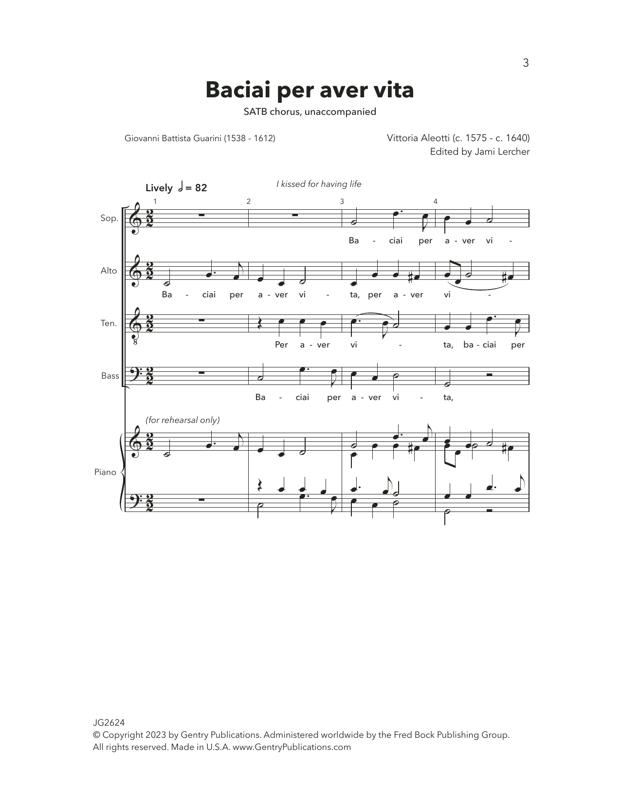 Download Vittoria Aleotti Baciai Per Aver Vita Sheet Music and learn how to play SATB Choir PDF digital score in minutes