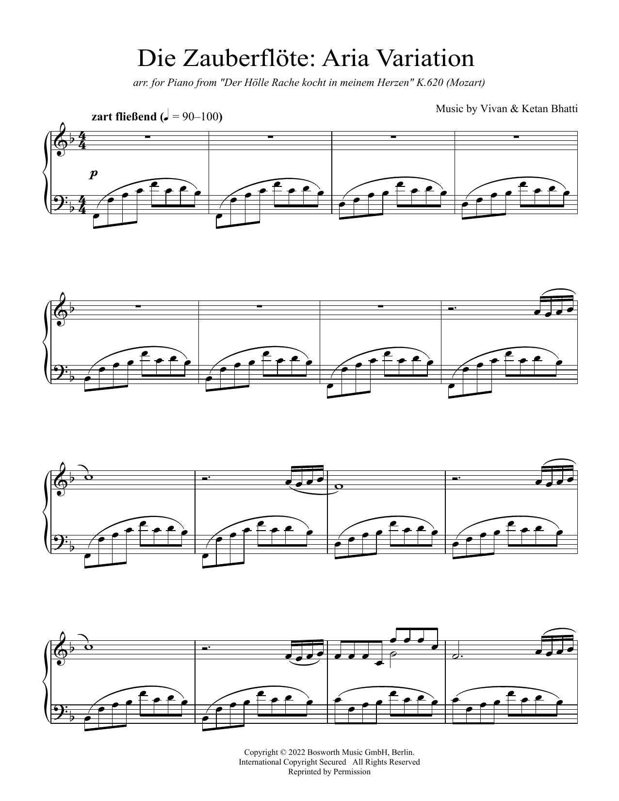 Download Vivan & Ketan Bhatti Die Zauberflöte: Aria Variation Sheet Music and learn how to play Piano Solo PDF digital score in minutes